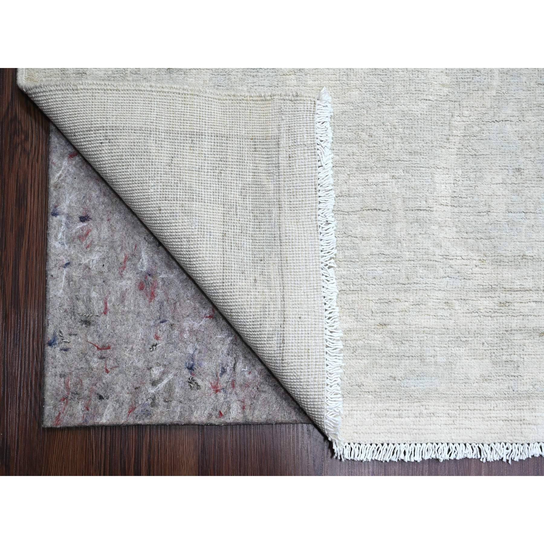 12'x15'1" Chiffon White, Stone Washed Peshawar with All Over Pattern, Natural Dyes, 100% Wool, Hand Knotted, Oversized, Oriental Rug Sh20365