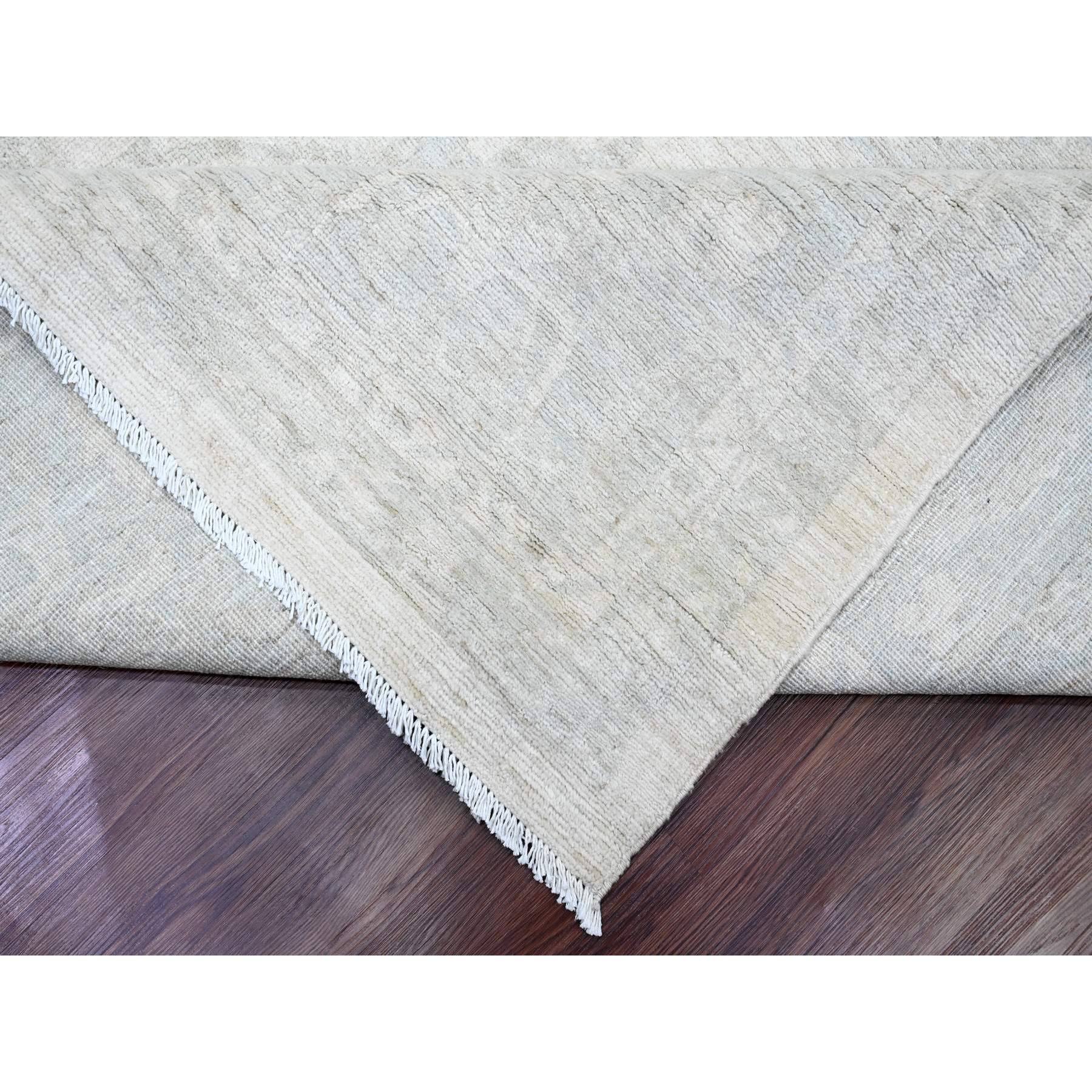 12'x15'1" Chiffon White, Stone Washed Peshawar with All Over Pattern, Natural Dyes, 100% Wool, Hand Knotted, Oversized, Oriental Rug Sh20365