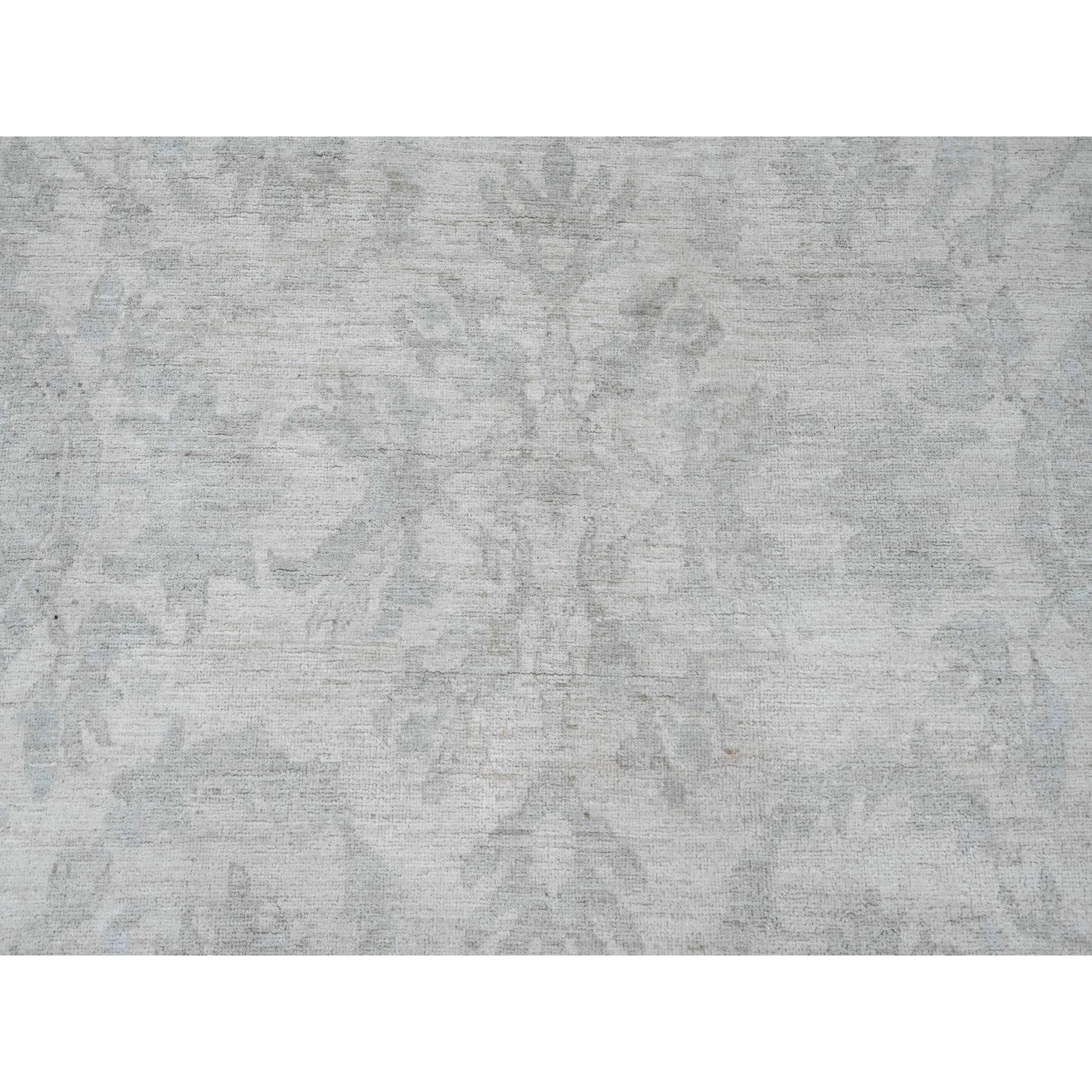 12'x15'1" Chiffon White, Stone Washed Peshawar with All Over Pattern, Natural Dyes, 100% Wool, Hand Knotted, Oversized, Oriental Rug Sh20365