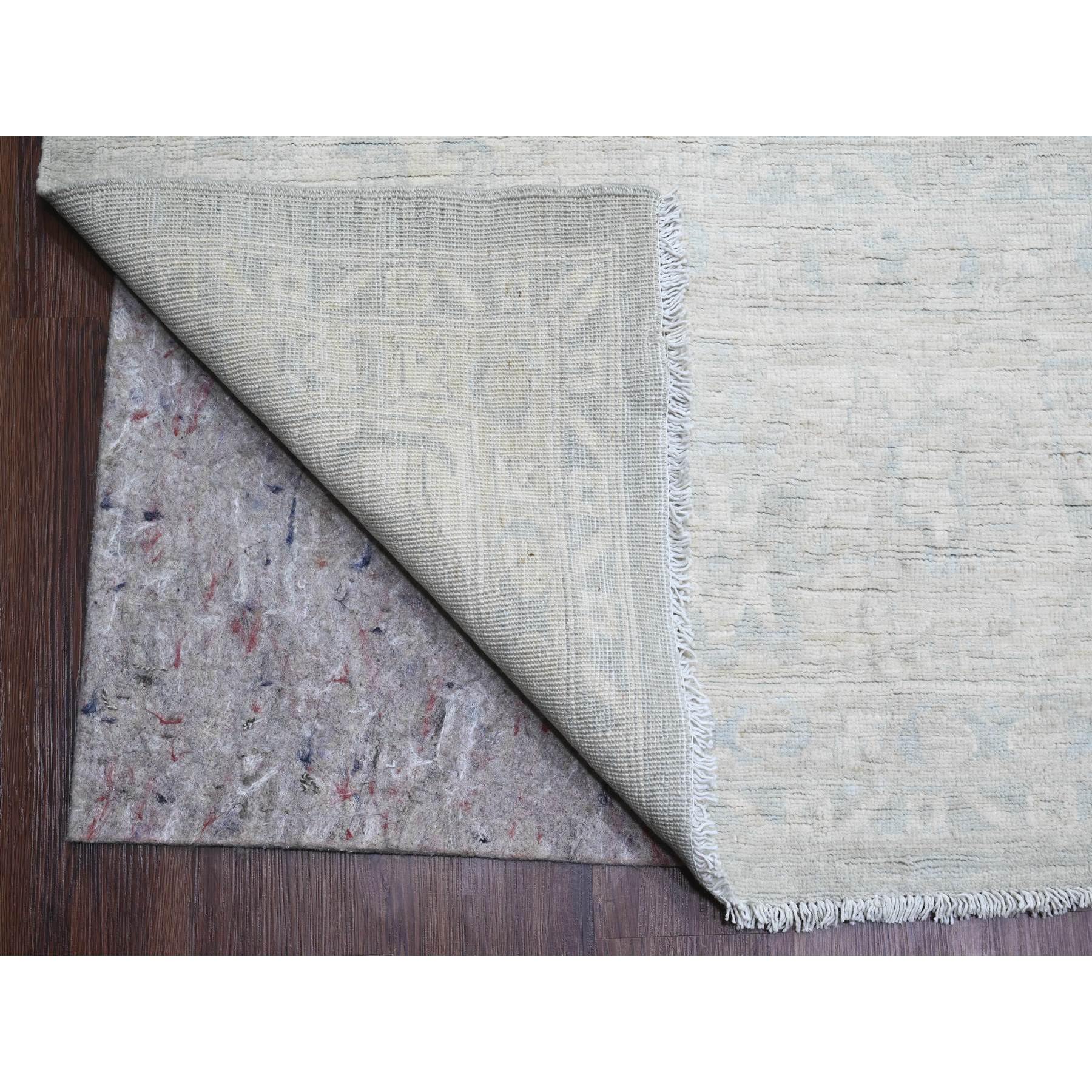 11'10"x15'3" Misty Gray, White Wash Peshawar with All Over Leaf Design, Natural Dyes, 100% Wool, Hand Knotted, Oversized, Oriental Rug Sh20366