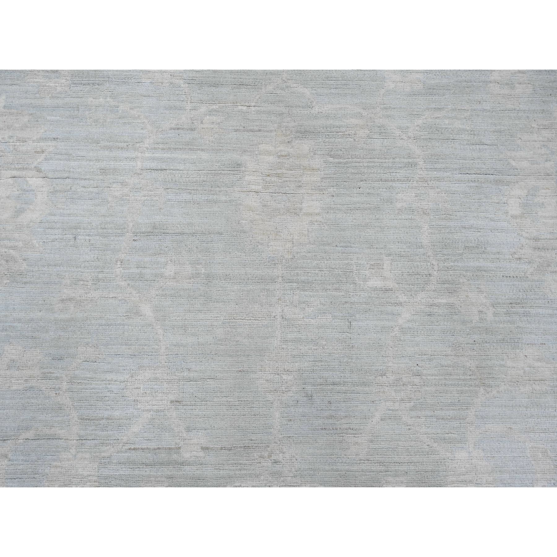 11'10"x15'3" Misty Gray, White Wash Peshawar with All Over Leaf Design, Natural Dyes, 100% Wool, Hand Knotted, Oversized, Oriental Rug Sh20366