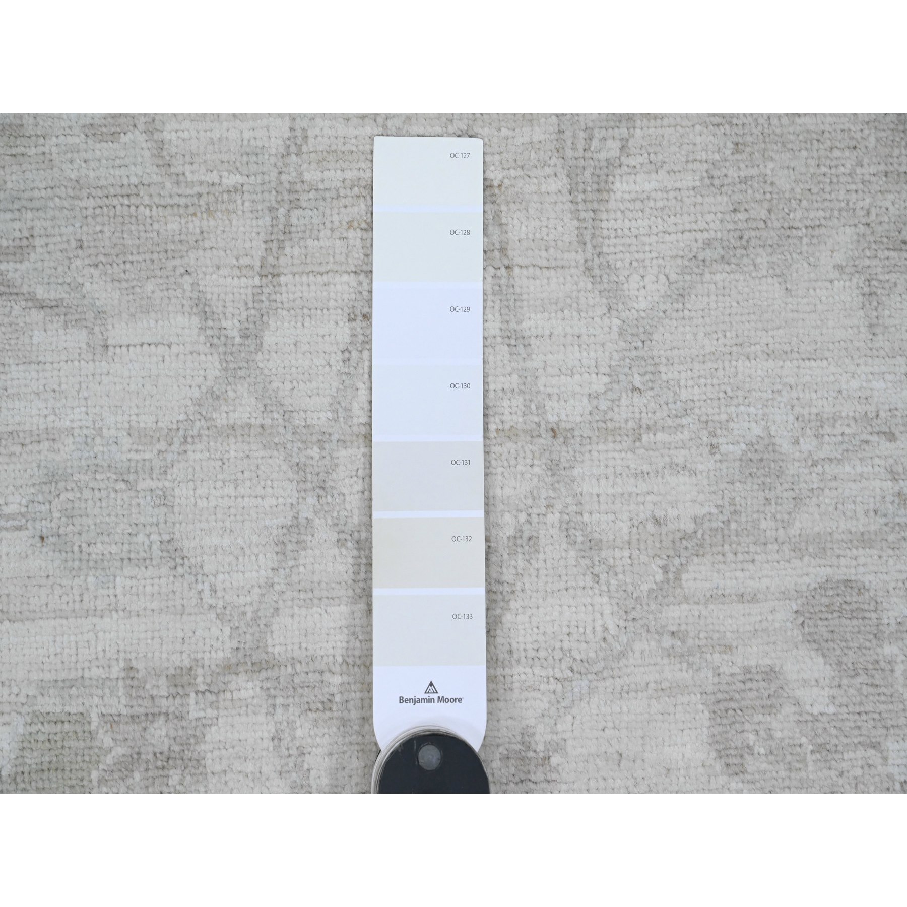 8'8"x11'5" Pearl White, Hand Knotted, Washed Out Peshawar with All Over Vines and Leaf Pattern, Vegetable Dyes, 100% Wool, Oriental Rug Sh20377