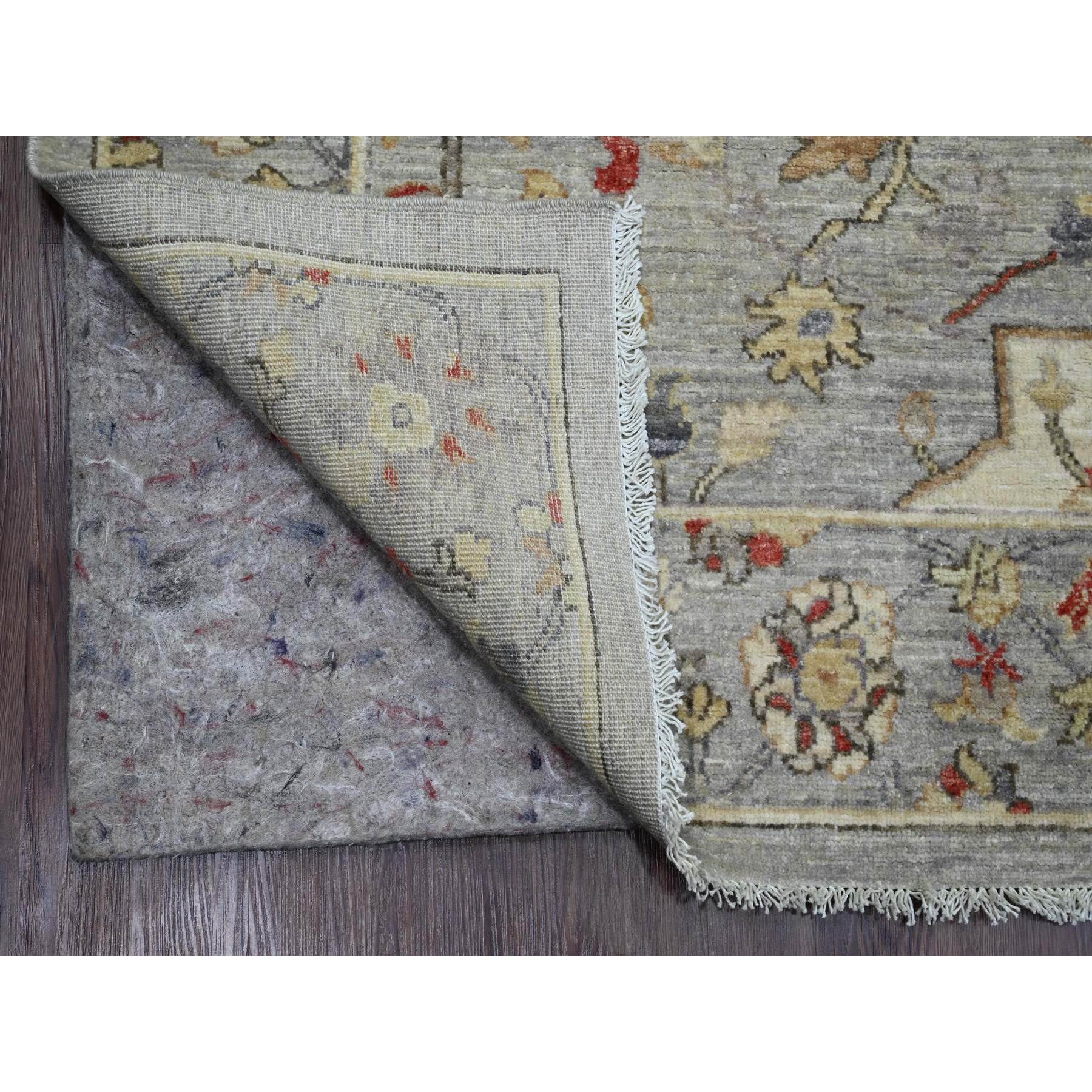 9'x11'7" Misty Gray, Peshawar with Sickle Leaf Design, High Mountain Wool, Hand Knotted, Natural Dyes, Densely Woven, Oriental Rug Sh20379