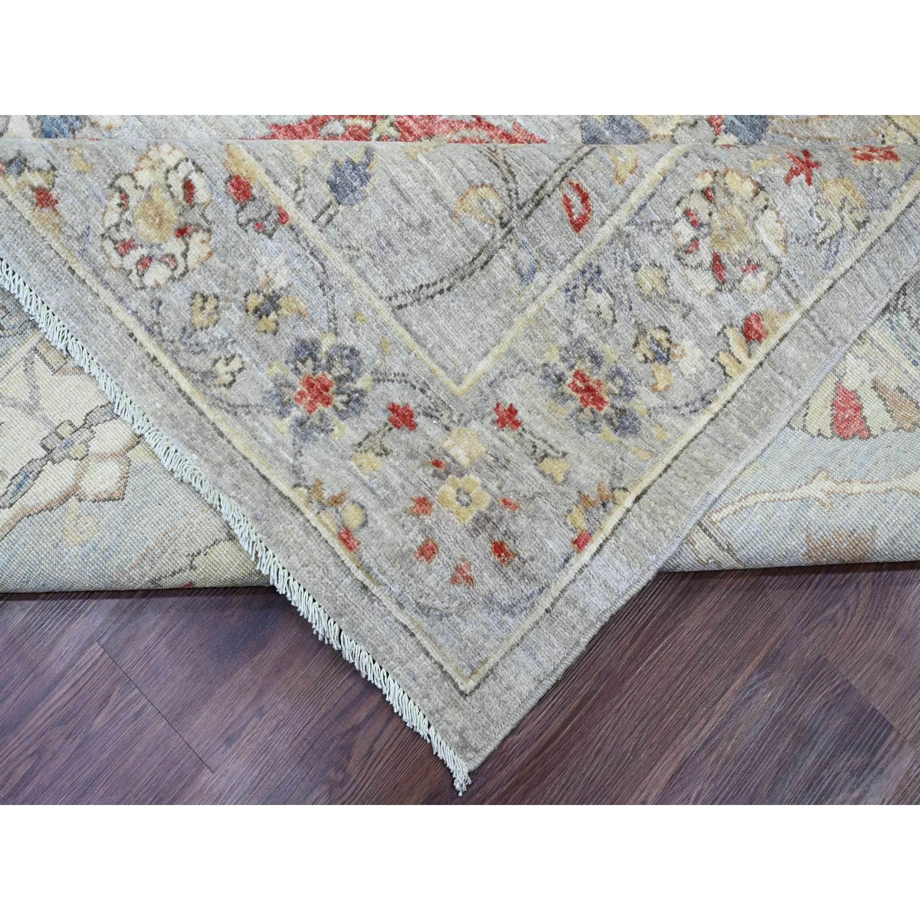 9'x11'7" Misty Gray, Peshawar with Sickle Leaf Design, High Mountain Wool, Hand Knotted, Natural Dyes, Densely Woven, Oriental Rug Sh20379
