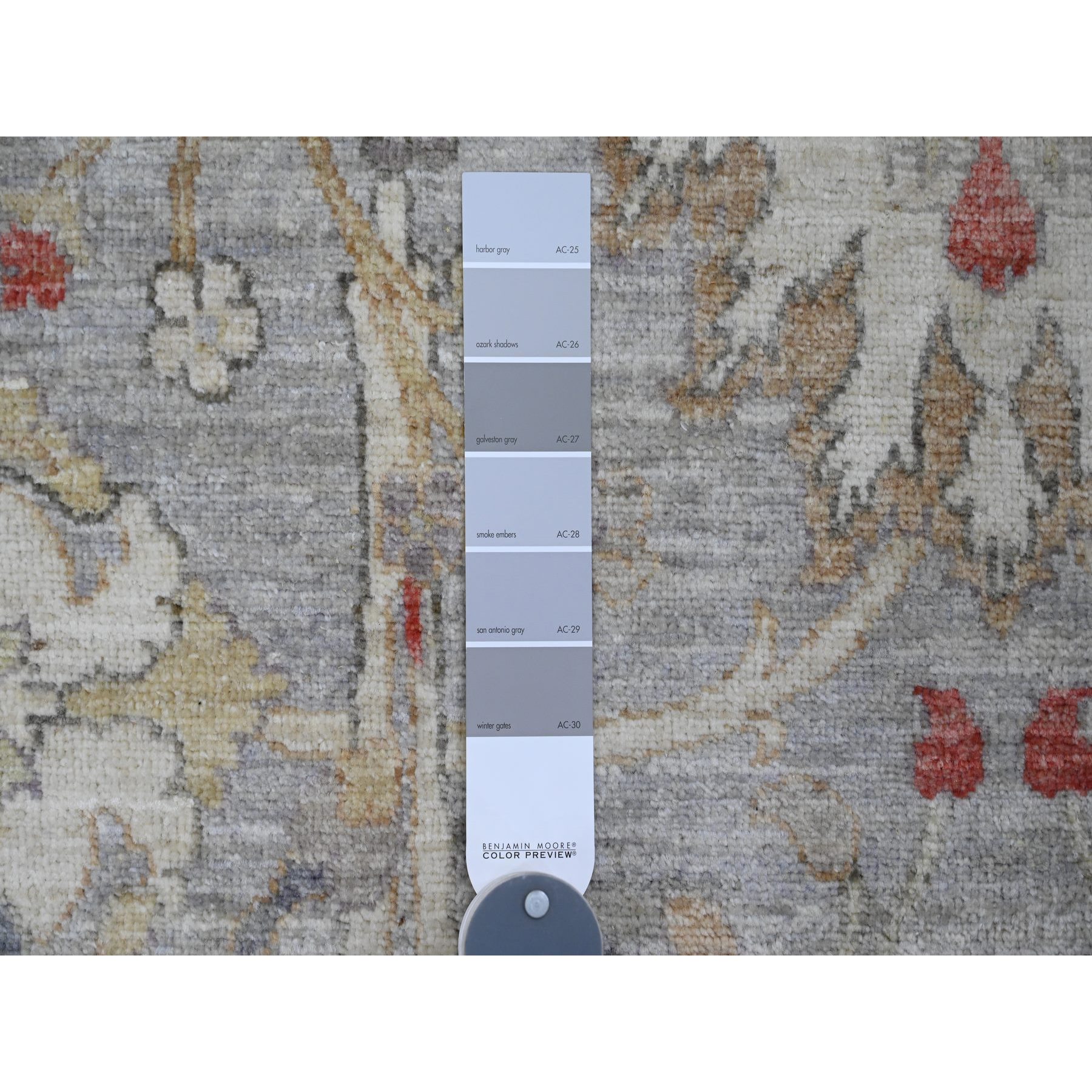 9'x11'7" Misty Gray, Peshawar with Sickle Leaf Design, High Mountain Wool, Hand Knotted, Natural Dyes, Densely Woven, Oriental Rug Sh20379