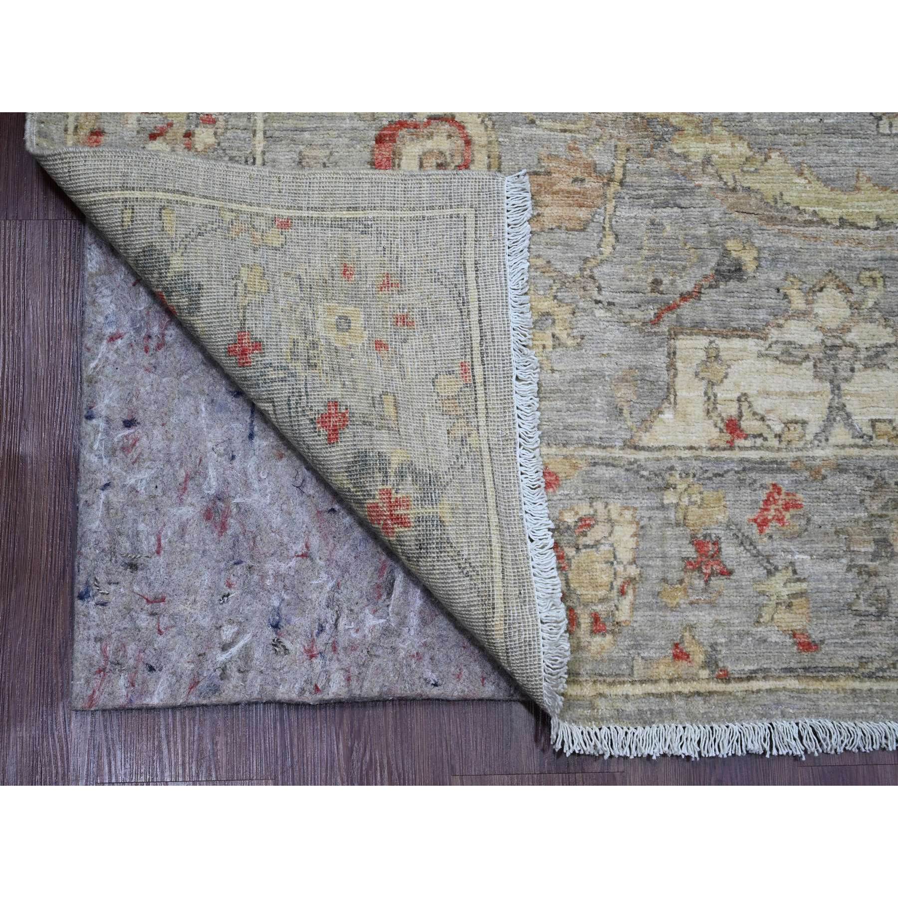 7'10"x10' Cloud Gray, Peshawar with Sickle Leaf Design, Hand Knotted, High Mountain Wool, Vegetable Dyes, Densely Woven, Oriental Rug Sh20380