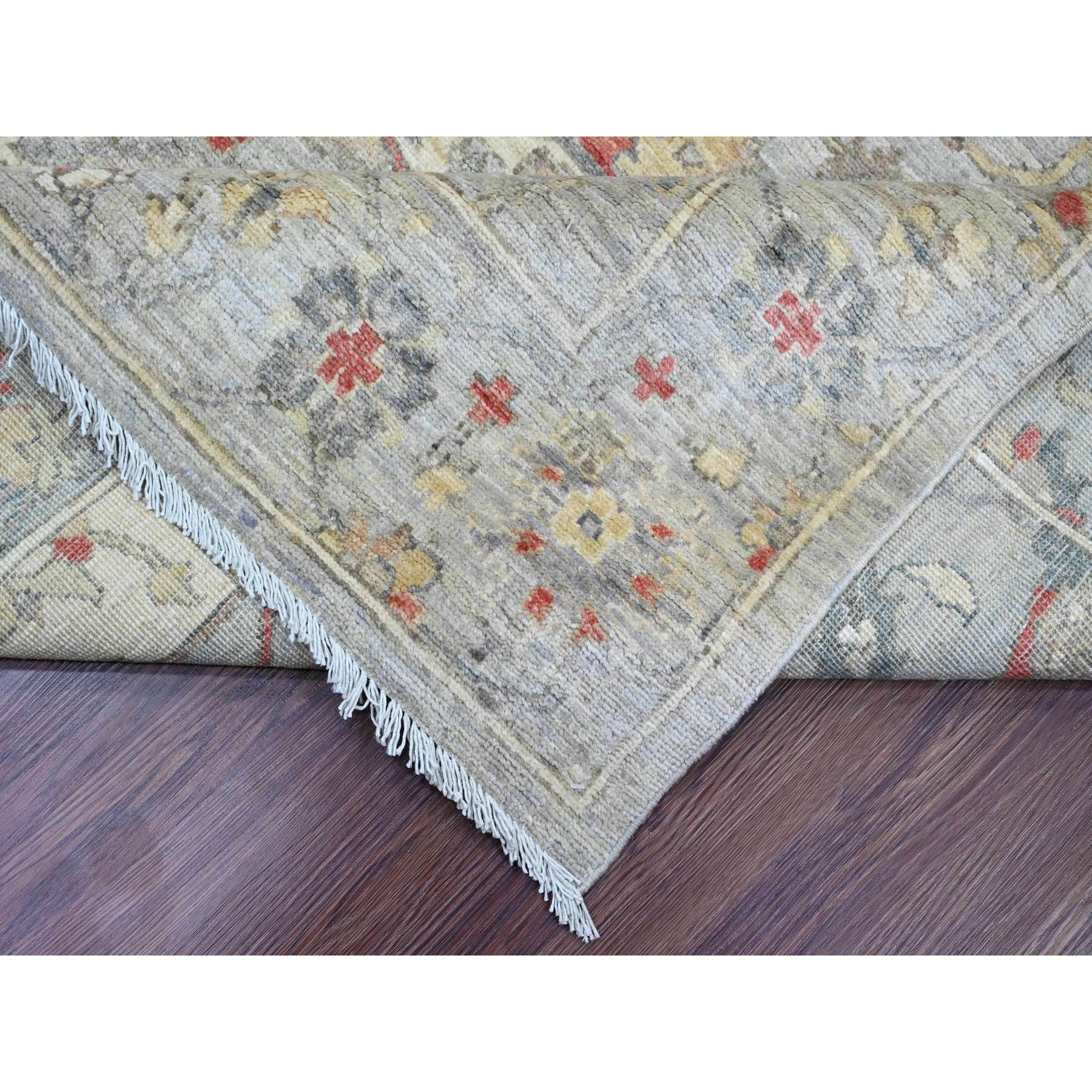 7'10"x10' Cloud Gray, Peshawar with Sickle Leaf Design, Hand Knotted, High Mountain Wool, Vegetable Dyes, Densely Woven, Oriental Rug Sh20380