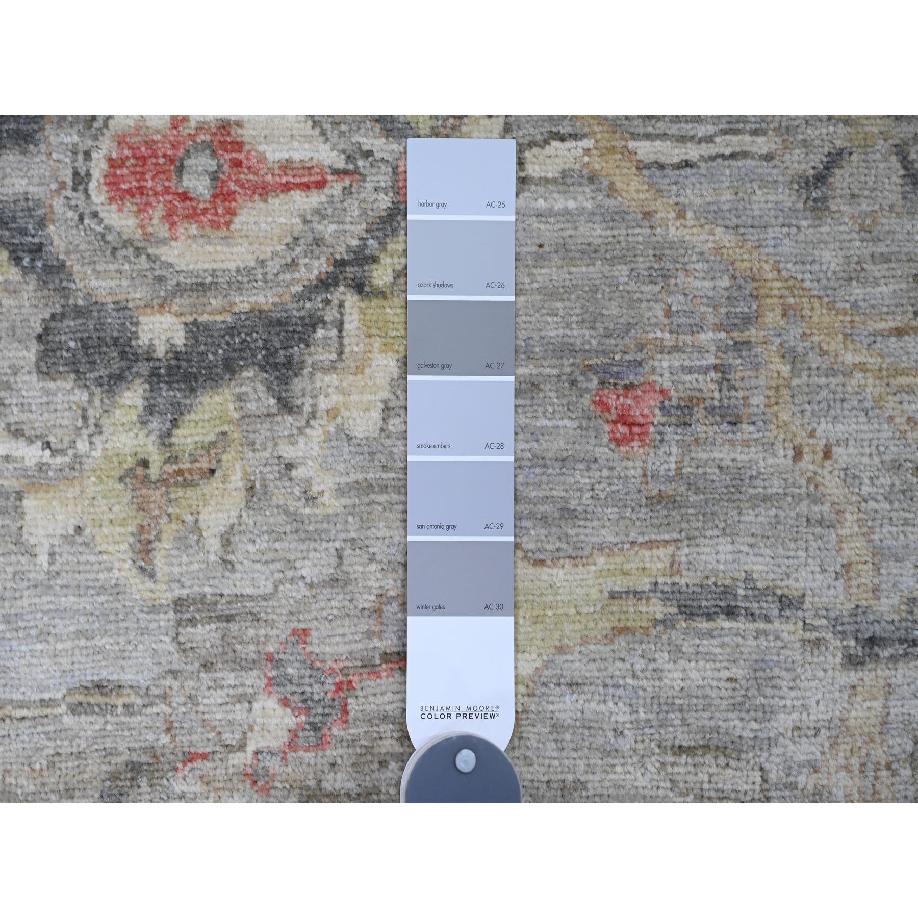 7'10"x10' Cloud Gray, Peshawar with Sickle Leaf Design, Hand Knotted, High Mountain Wool, Vegetable Dyes, Densely Woven, Oriental Rug Sh20380