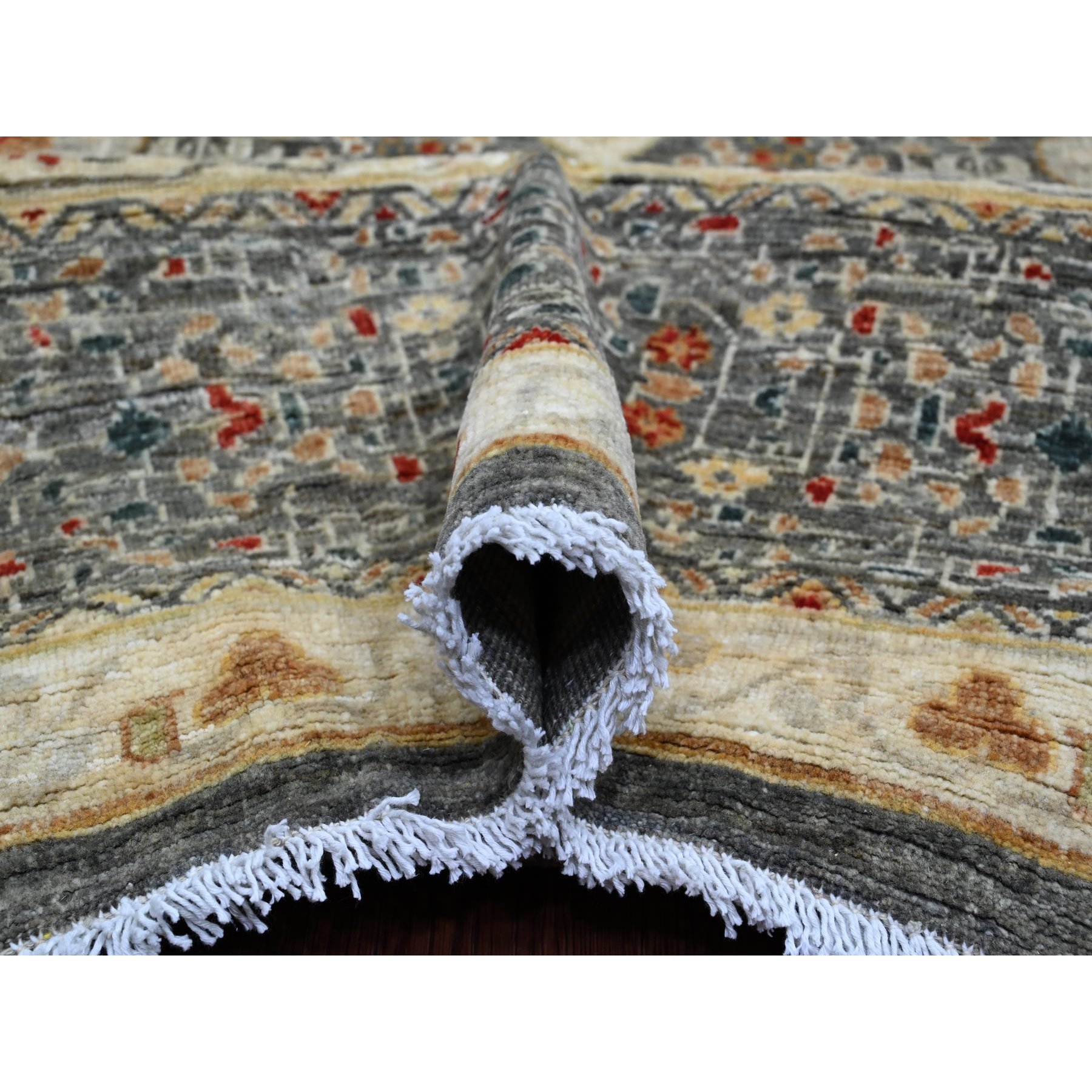 9'9"x13'8" Mocha Brown, 14th Century Mamluk Dynasty Pattern with Star Medallion Design, High Mountain Wool, Hand Knotted, Vegetable Dyes, Oriental Rug Sh20381