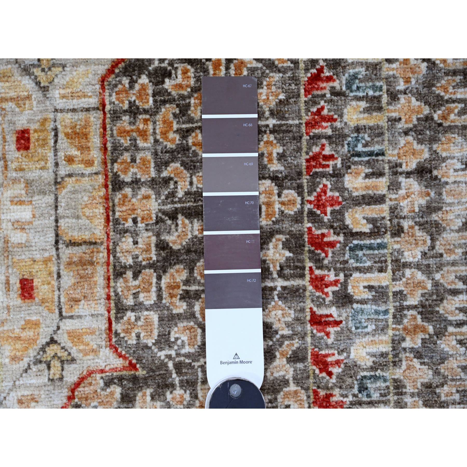 9'9"x13'8" Mocha Brown, 14th Century Mamluk Dynasty Pattern with Star Medallion Design, High Mountain Wool, Hand Knotted, Vegetable Dyes, Oriental Rug Sh20381
