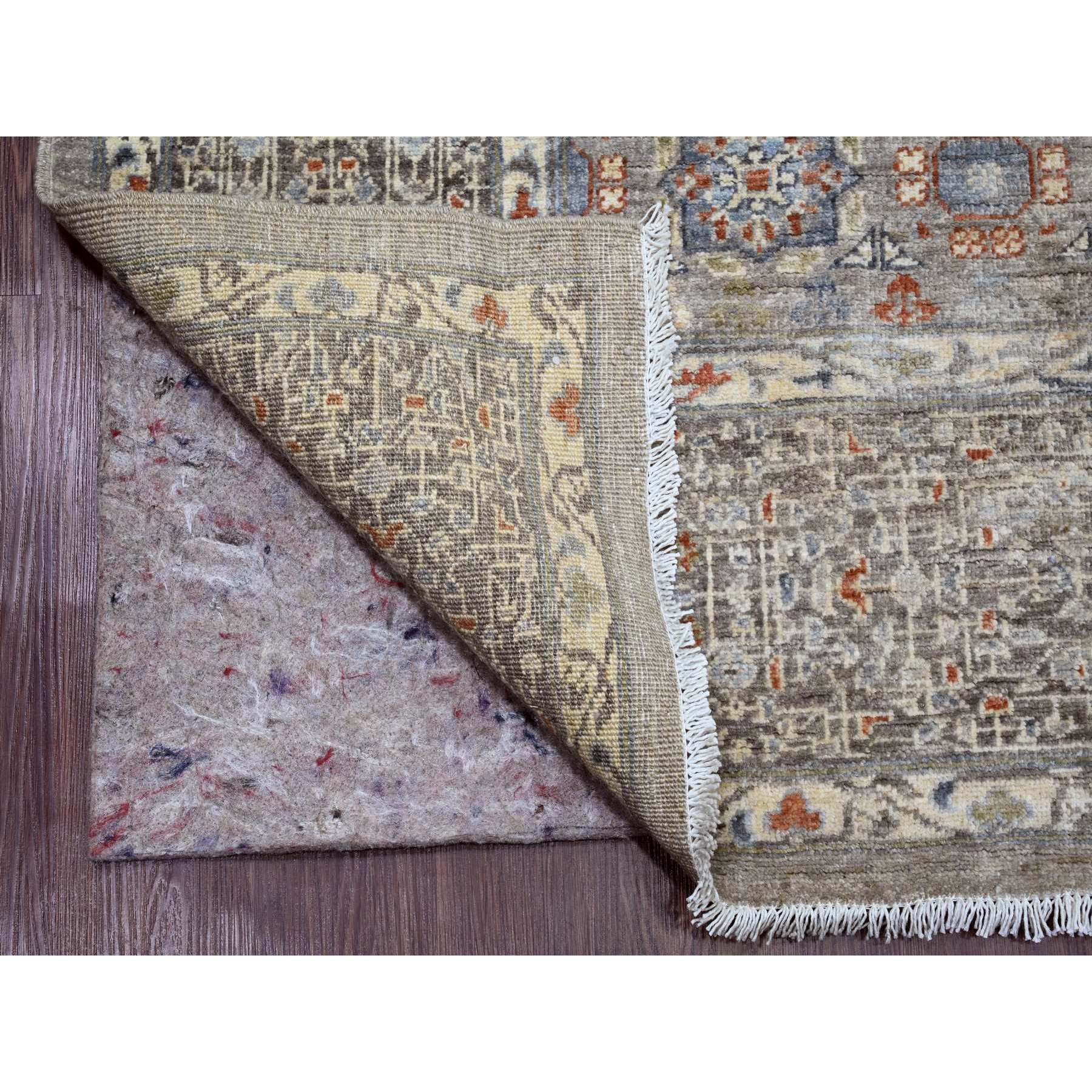 8'1"x10' Pastel Gray, 14th Century Mamluk Dynasty Pattern with Geometric Medallion Design, High Mountain Wool, Hand Knotted, Natural Dyes, Oriental Rug Sh20382