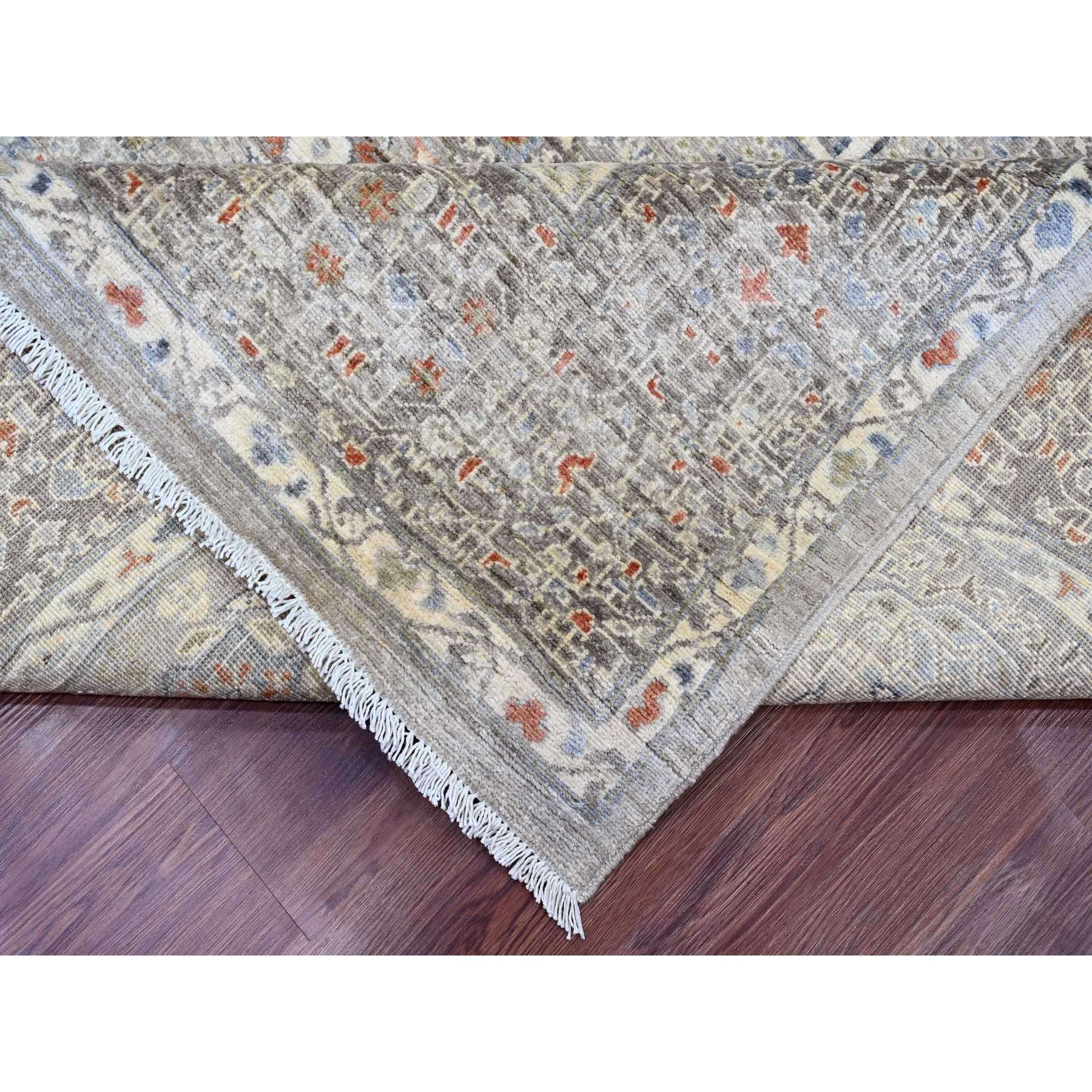8'1"x10' Pastel Gray, 14th Century Mamluk Dynasty Pattern with Geometric Medallion Design, High Mountain Wool, Hand Knotted, Natural Dyes, Oriental Rug Sh20382
