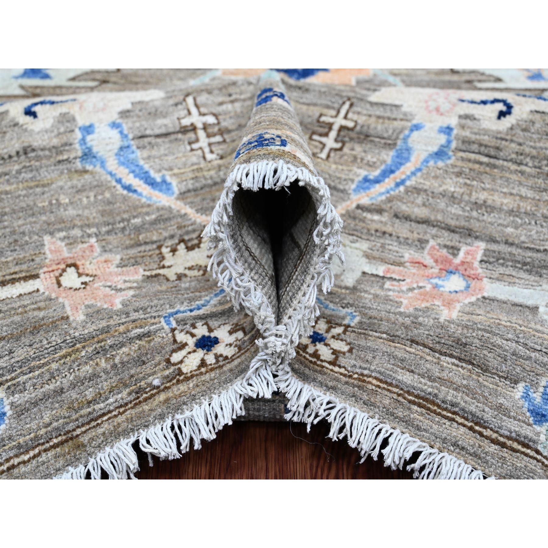 8'3"x10' Fossil Gray, Peshawar with Ziegler Mahal Design, High Mountain Wool, Denser Weave, Hand Knotted, Vegetable Dyes, Oriental Rug Sh20384