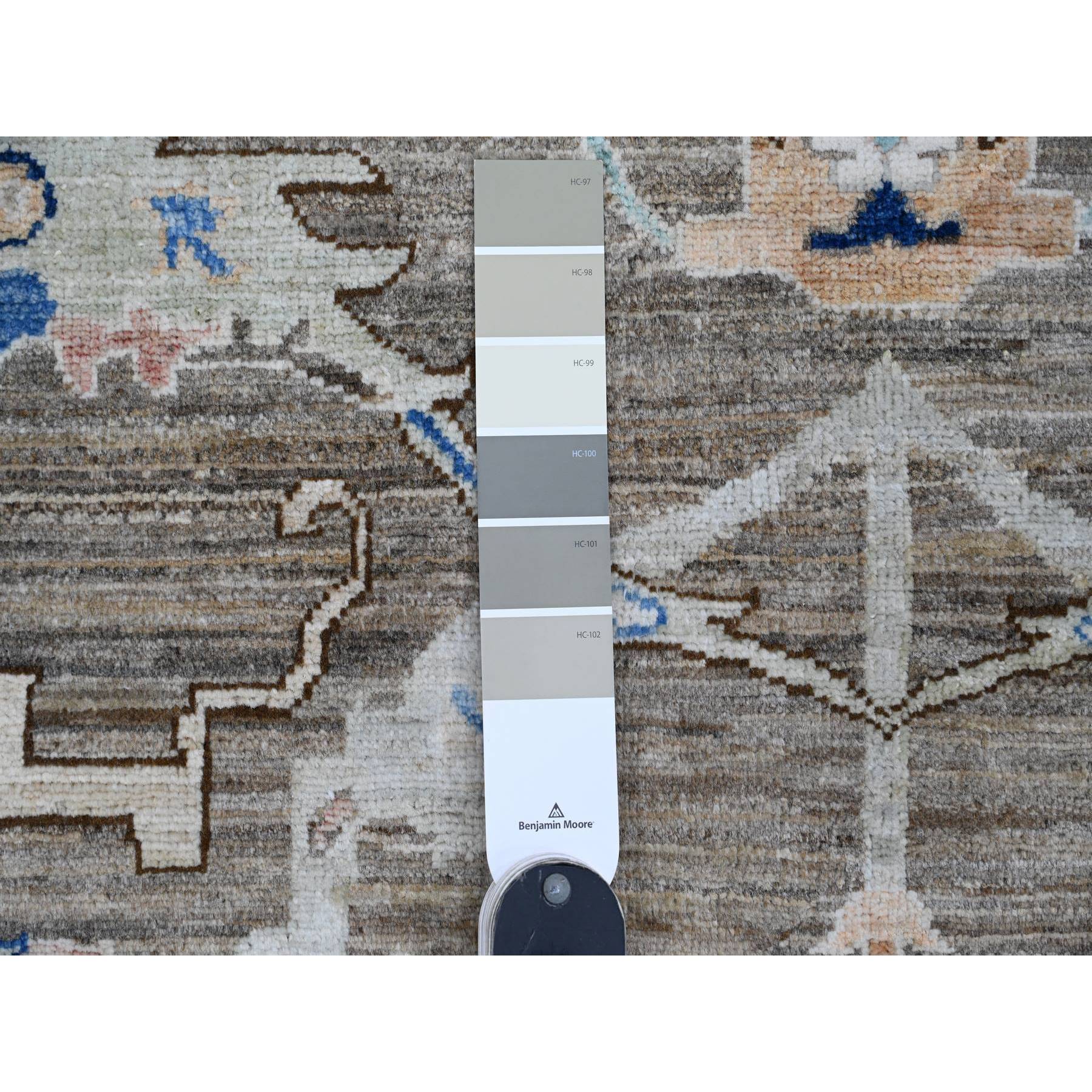8'3"x10' Fossil Gray, Peshawar with Ziegler Mahal Design, High Mountain Wool, Denser Weave, Hand Knotted, Vegetable Dyes, Oriental Rug Sh20384