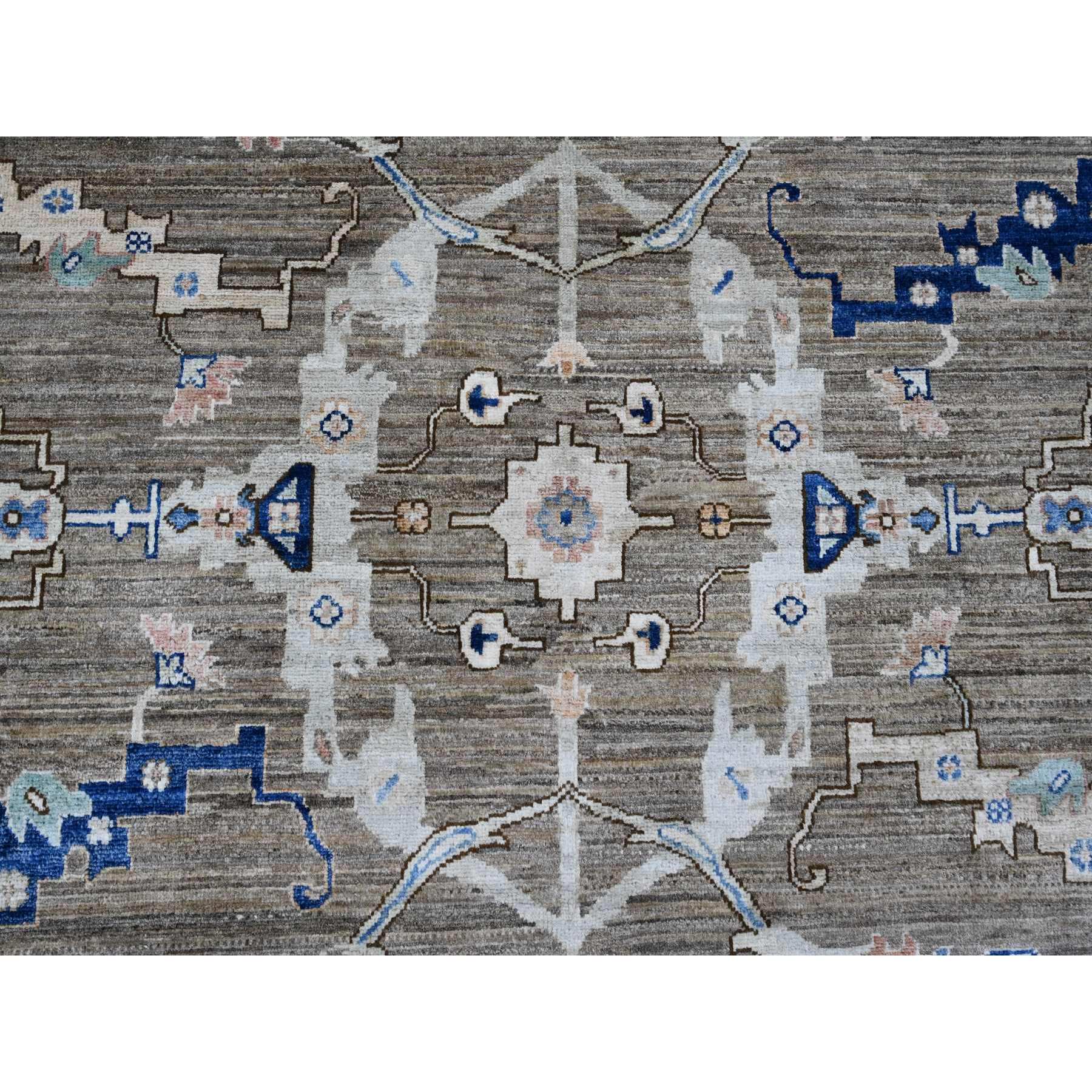 8'3"x10' Fossil Gray, Peshawar with Ziegler Mahal Design, High Mountain Wool, Denser Weave, Hand Knotted, Vegetable Dyes, Oriental Rug Sh20384