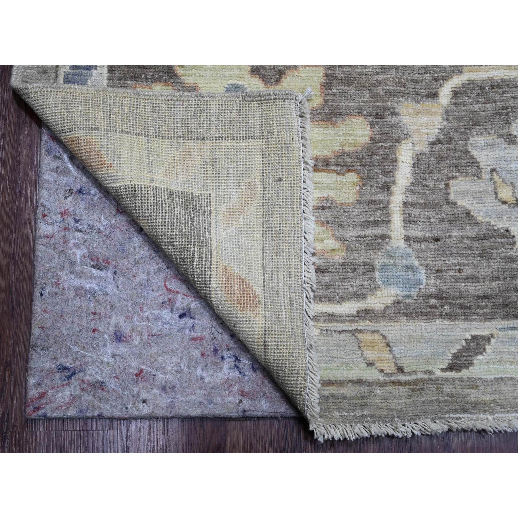 9'10"x13'6" Spanish Gray, Afghan Angora Oushak with All Over Colorful Leaf Design, Hand Knotted, Vegetable Dyes, 100% Wool, Oriental Rug Sh20388