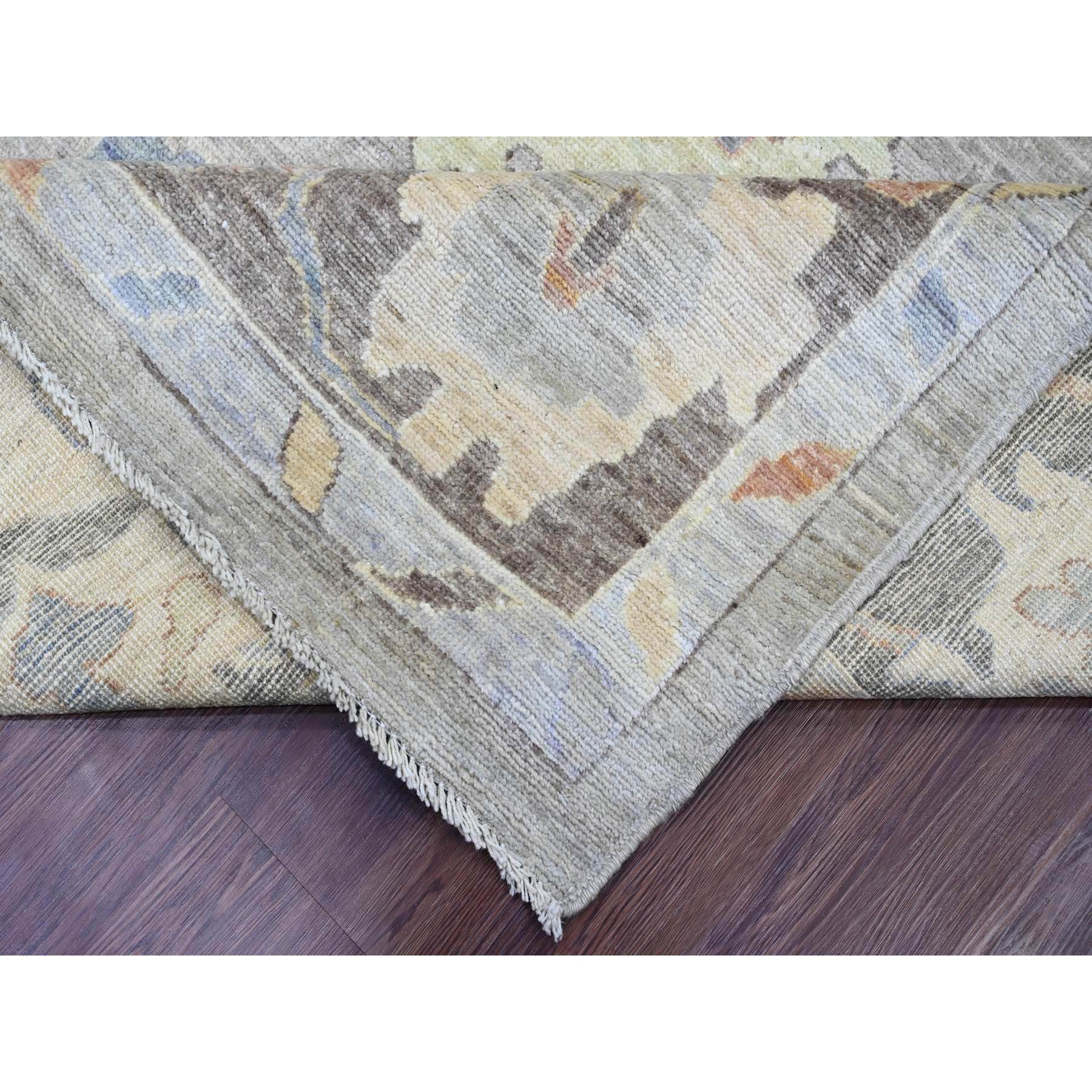 9'10"x13'6" Spanish Gray, Afghan Angora Oushak with All Over Colorful Leaf Design, Hand Knotted, Vegetable Dyes, 100% Wool, Oriental Rug Sh20388