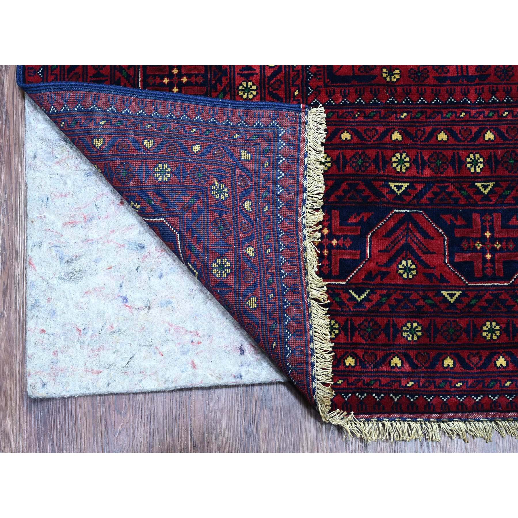 9'10"x13'1" Deep and Saturated Red, Afghan Khamyab with Geometric Design, Soft Wool, Vegetable Dyes, Hand Knotted, Oriental Rug Sh20389