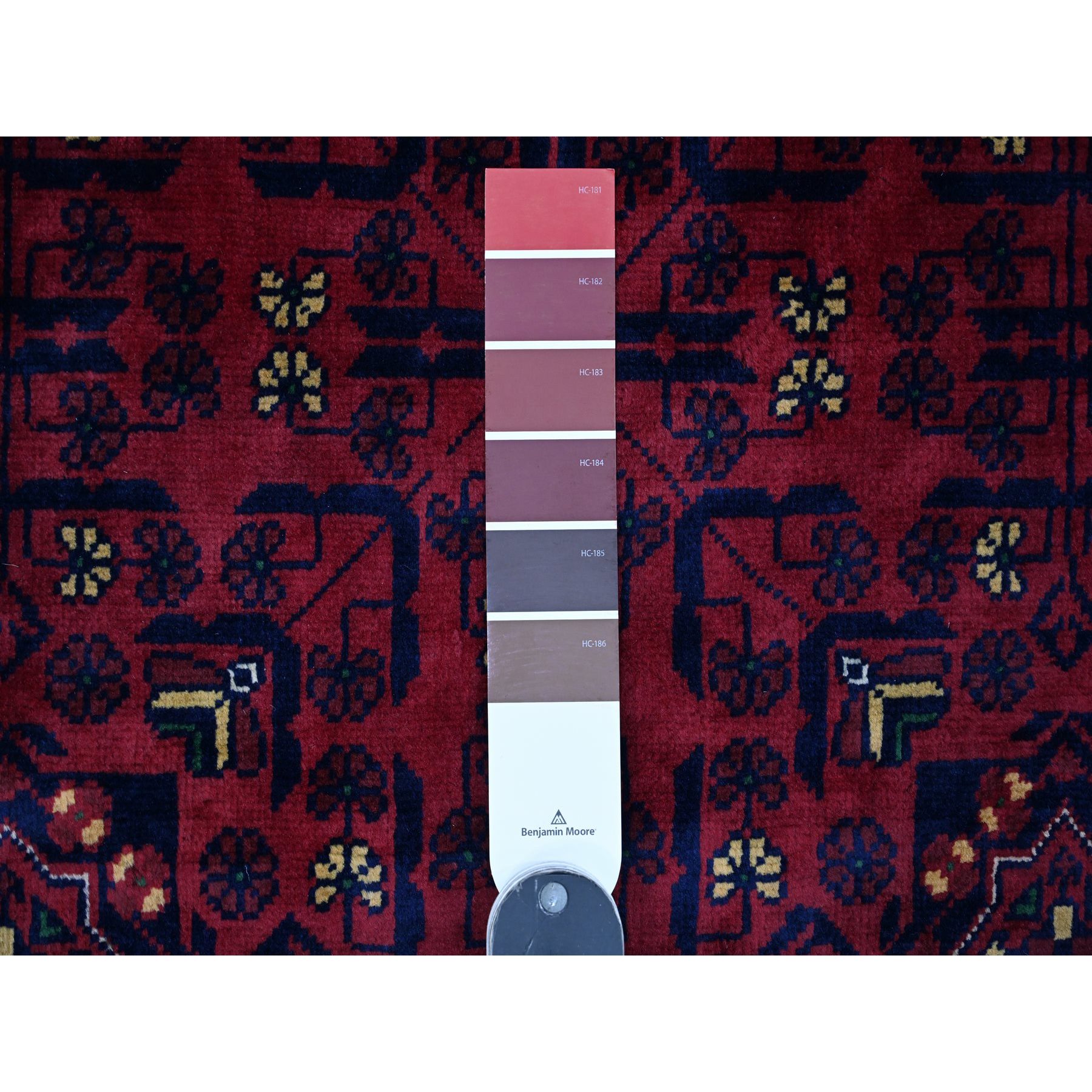 9'10"x13'1" Deep and Saturated Red, Afghan Khamyab with Geometric Design, Soft Wool, Vegetable Dyes, Hand Knotted, Oriental Rug Sh20389