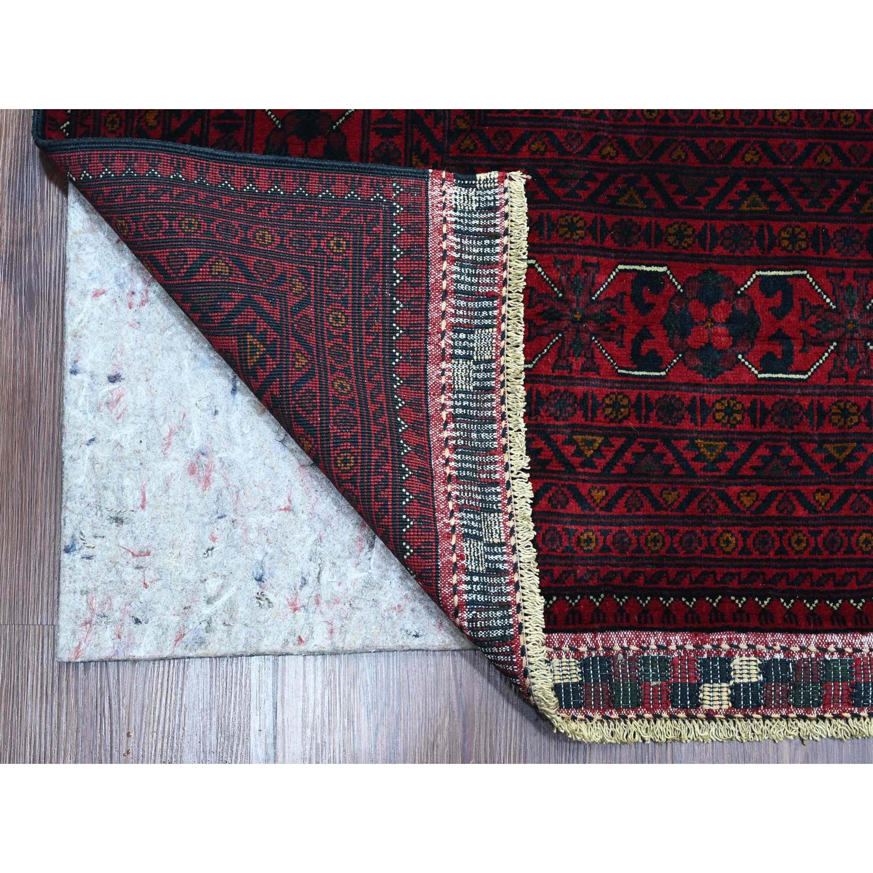 9'9"x12'7" Scarlet Red, Afghan Khamyab with Geometric Design, Soft Wool, Natural Dyes, Hand Knotted, Oriental Rug Sh20391