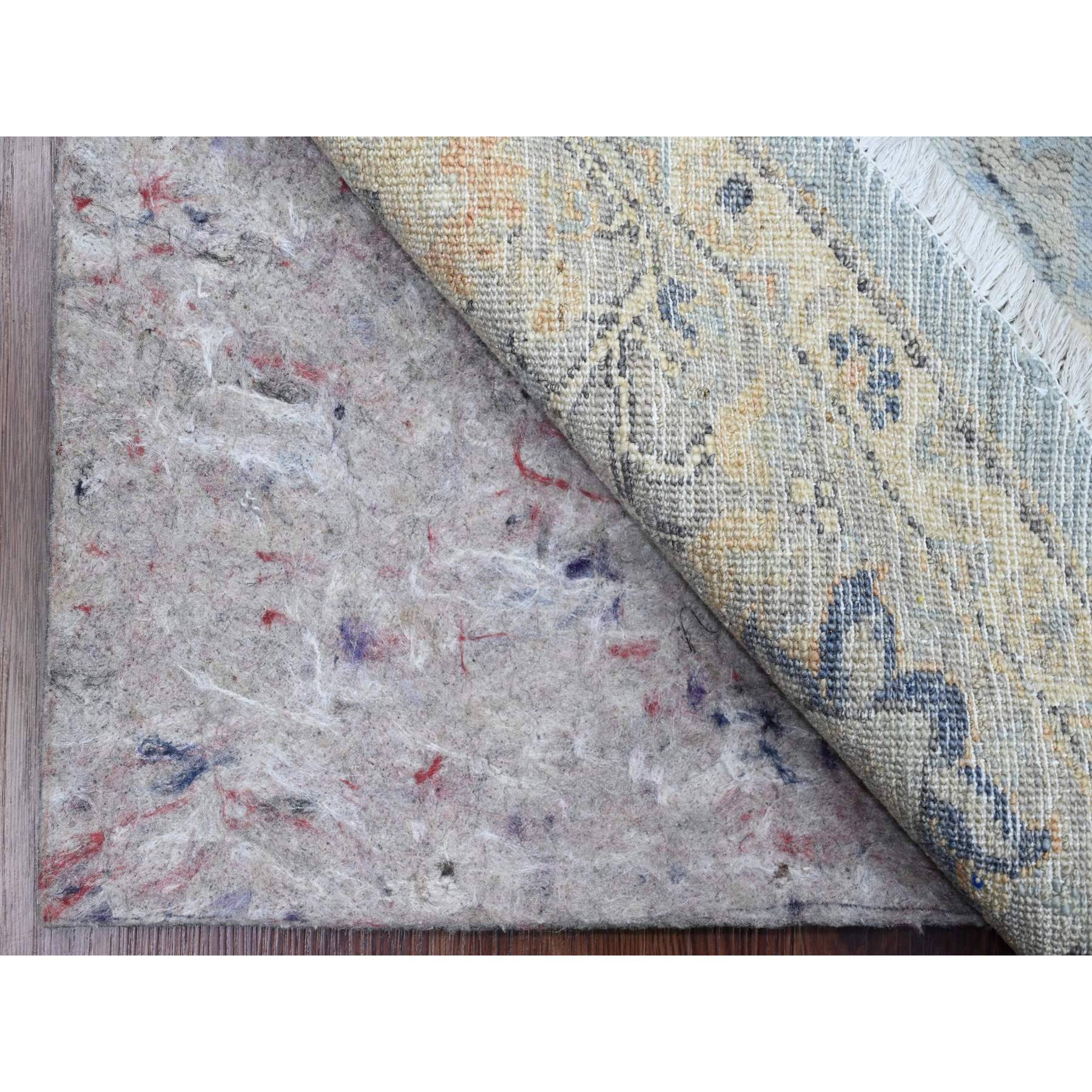 8'x8' Ruddy Blue, Afghan Peshawar with Heriz All Over Design, Hand Knotted, 100% Wool, Vegetable Dyes, Densely Woven, Round, Oriental Rug Sh20394