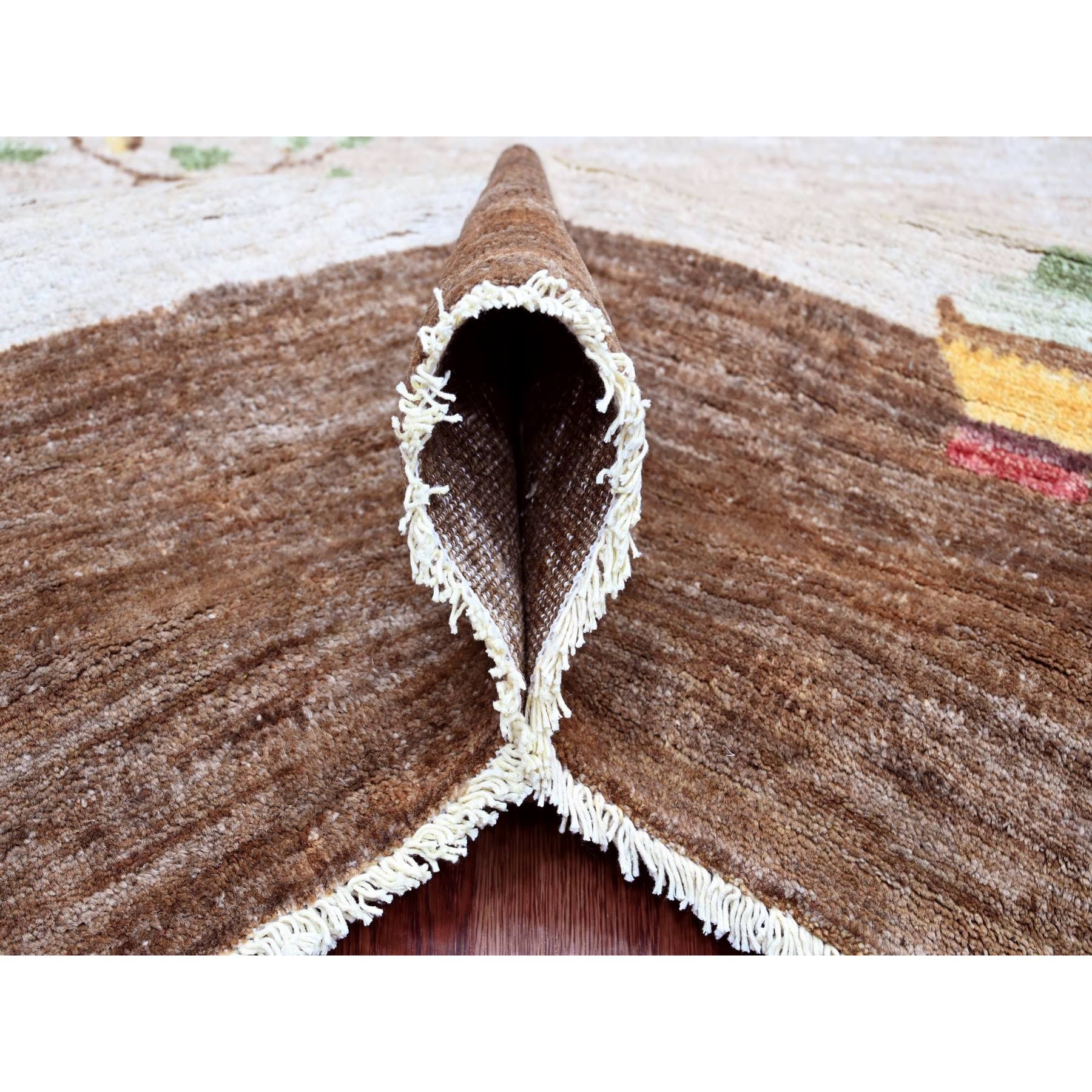 7'10"x10'1" Alabaster White, Chinese Art Deco Inspired Peshawar, Hand Knotted, Vegetable Dyes, 100% Wool, Oriental Rug Sh20395
