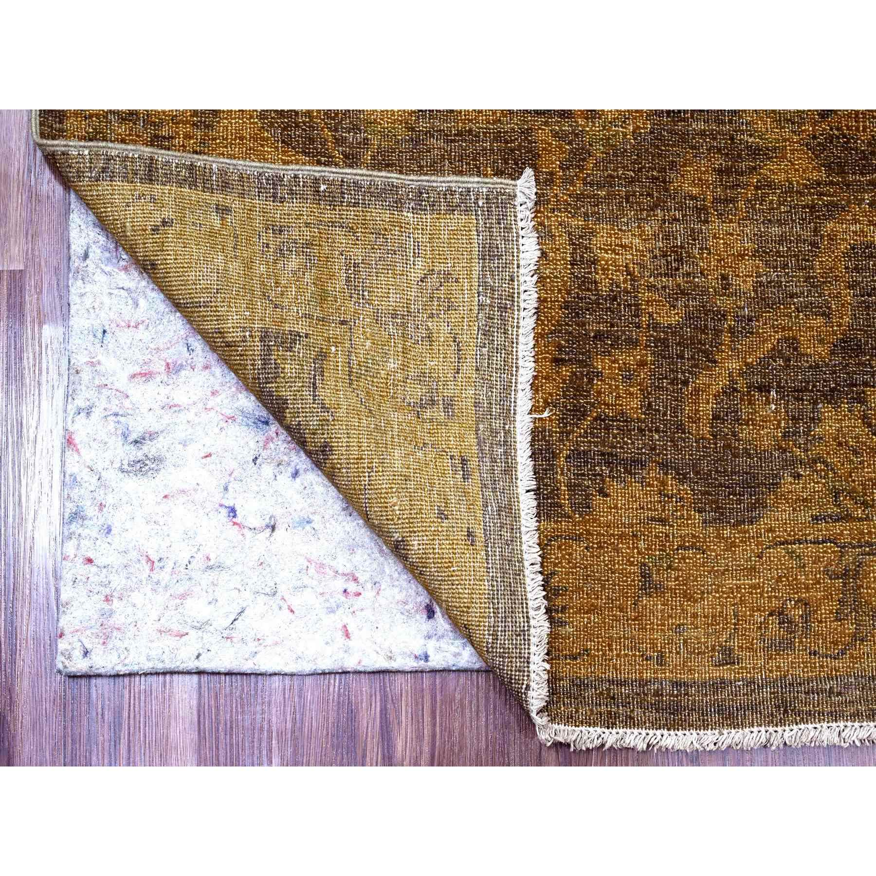 7'10"x10' Chocolate Brown, Peshawar with Ziegler Mahal, All Over Design, Distressed, Zero Pile, Hand Knotted, Pure Wool, Oriental Rug Sh20397