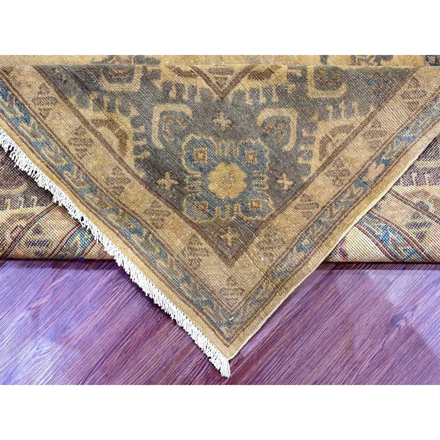 8'x9'10" Coffee Brown, Overdyed Kazak with Geometric Leaf Pattern, 100% Wool, Hand Knotted, Oriental Rug Sh20400