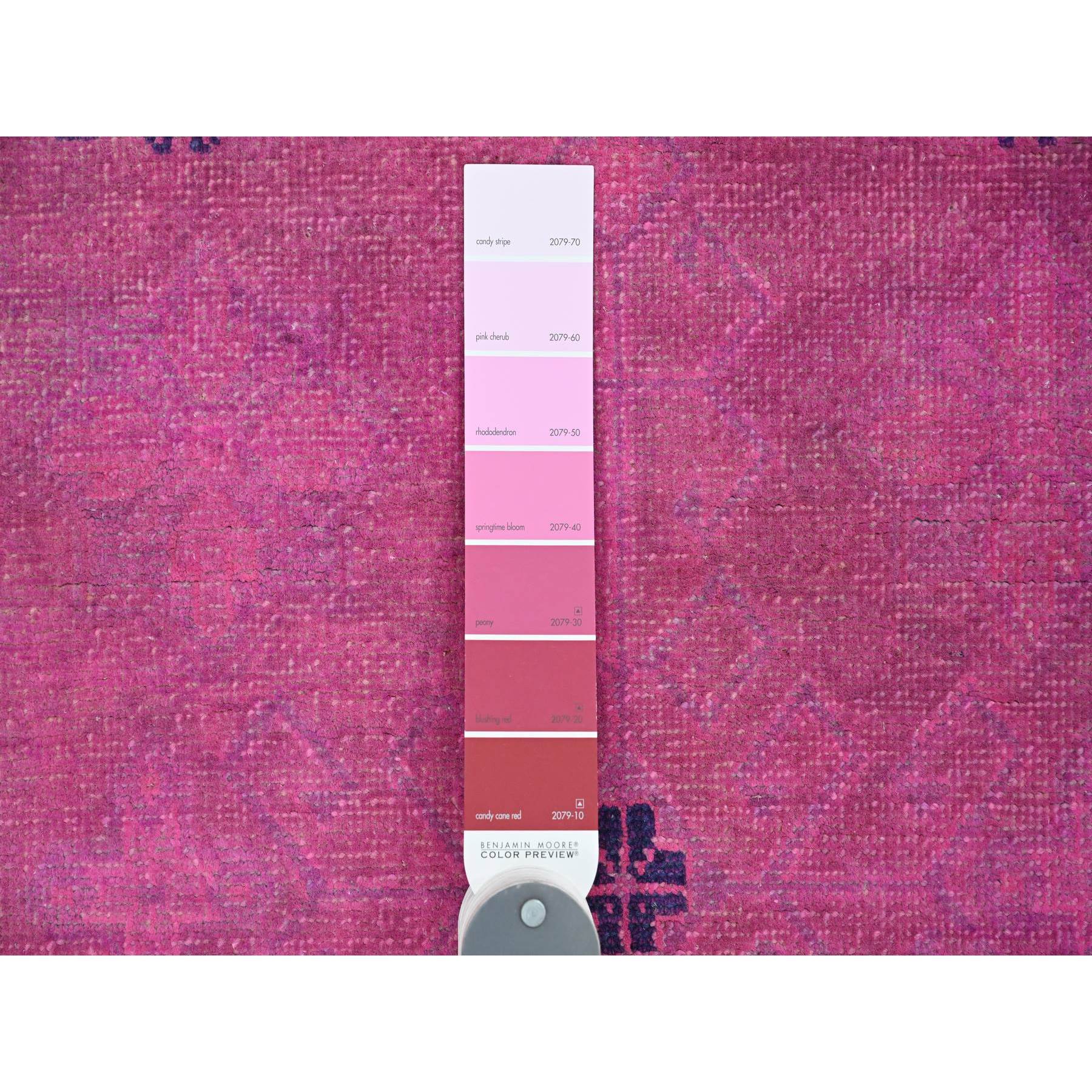 8'x9'7" Hot Pink, Overdyed Kazak with Geometric Design, Hand Knotted, 100% Wool, Oriental Rug Sh20401