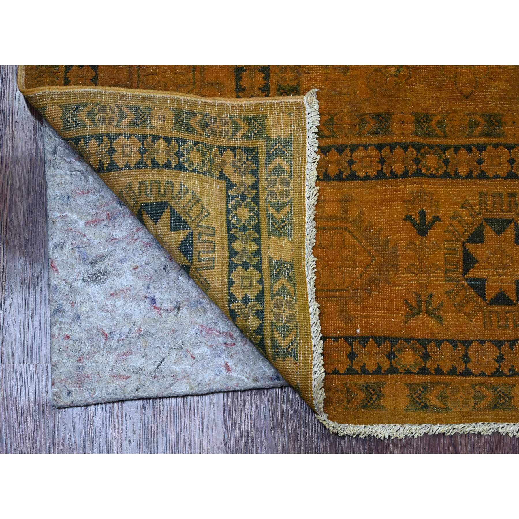 7'8"x9'10" Honey Brown, Overdyed Kazak with Flower Medallion Design, 100% Wool, Hand Knotted, Oriental Rug Sh20402