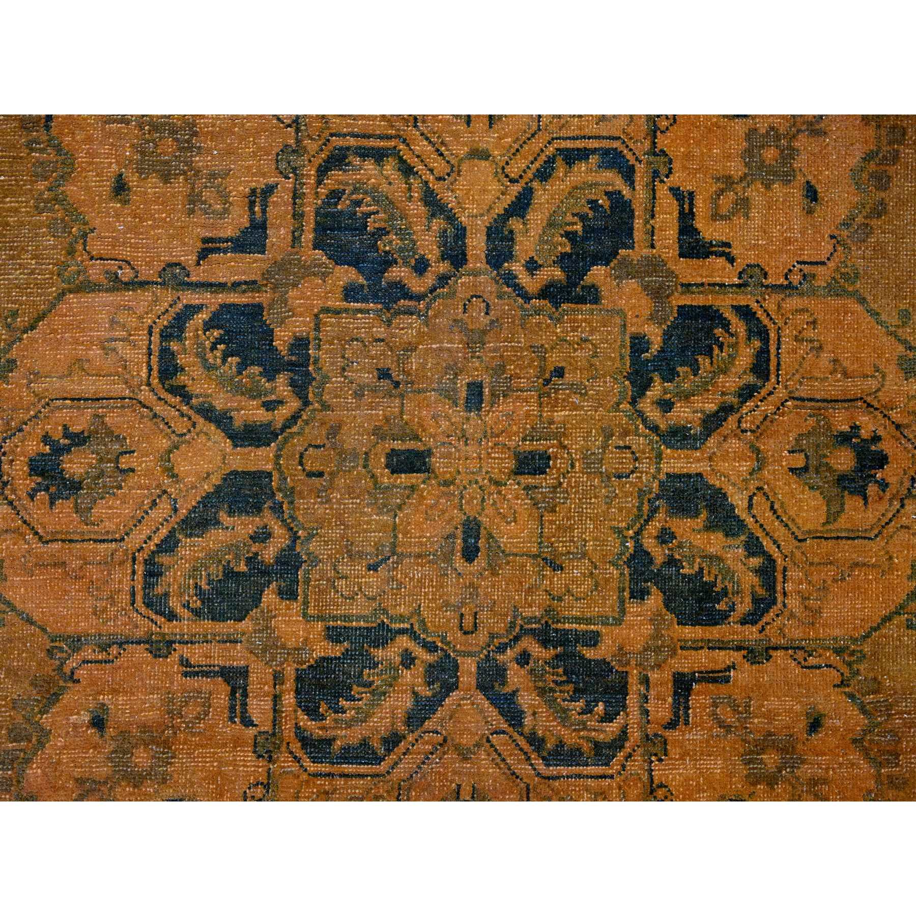 7'8"x9'10" Honey Brown, Overdyed Kazak with Flower Medallion Design, 100% Wool, Hand Knotted, Oriental Rug Sh20402