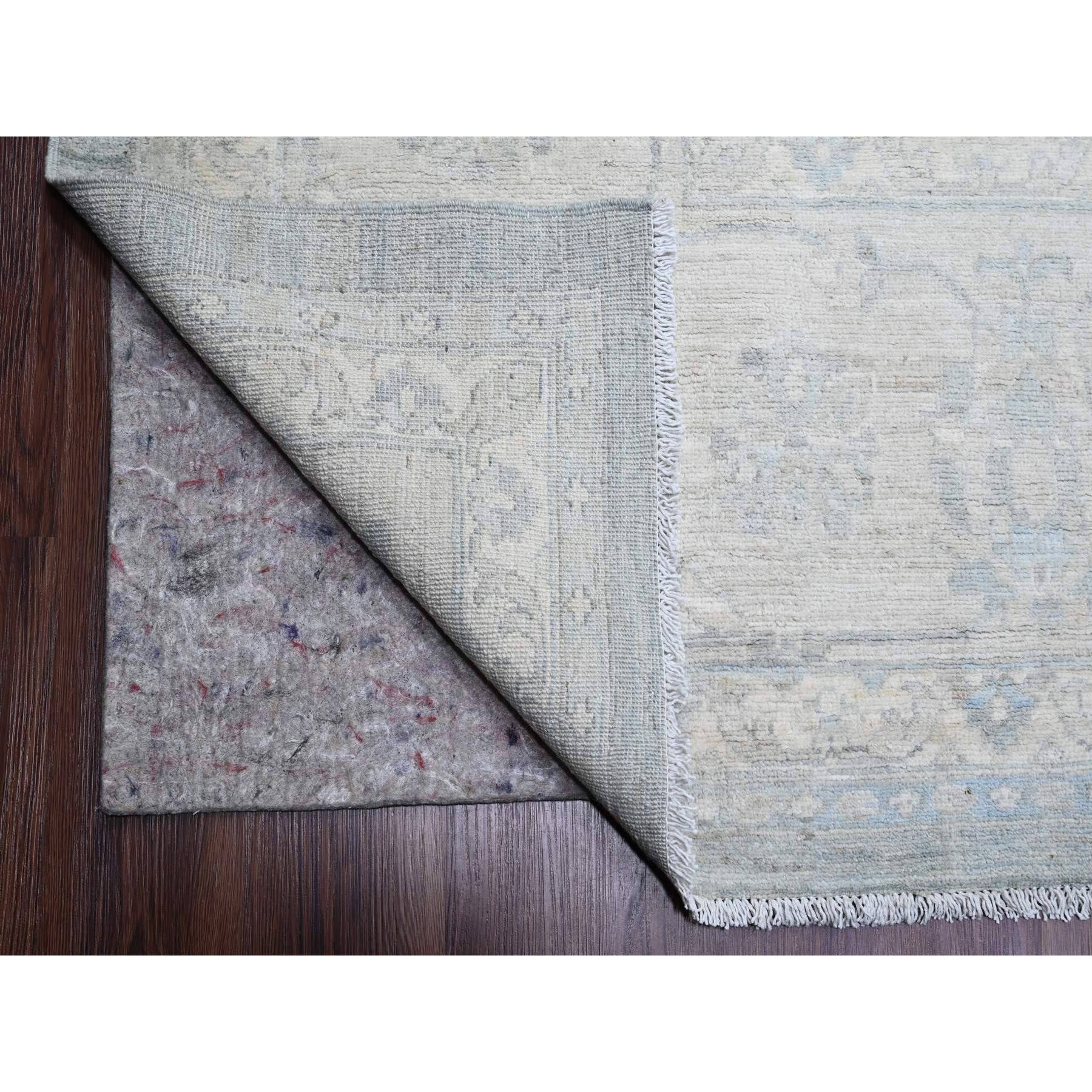 12'x15'4" Misty Gray, Washed Out Peshawar with All Over Leaf Pattern, Hand Knotted, Natural Dyes, 100% Wool, Oversized, Oriental Rug Sh20405