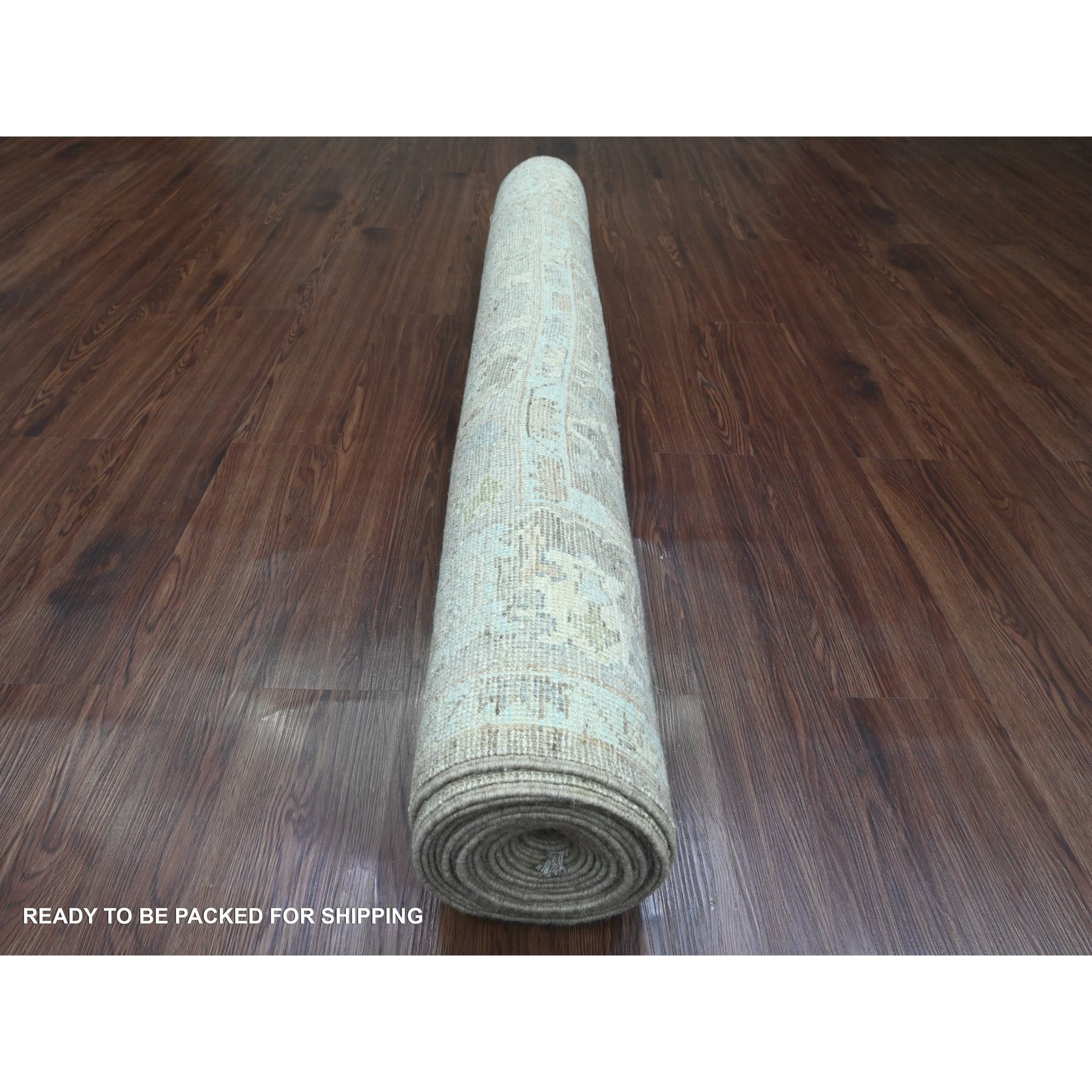 5'x19'9" Dark Vanilla Brown, Afghan Angora Oushak with All Over Vines Design, Hand Knotted, Veggie Dyes, 100% Wool, Long and Wide Runner, Oriental Rug Sh20410