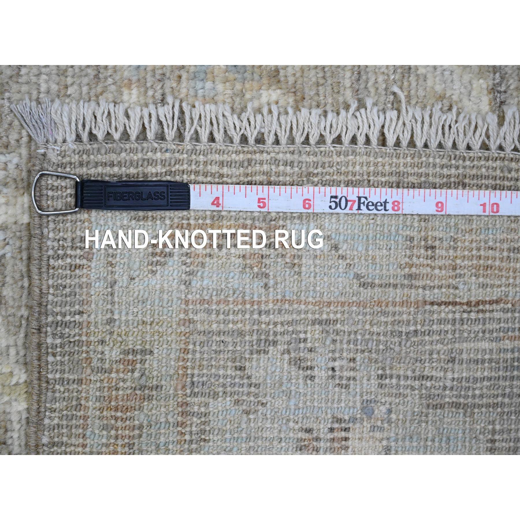 5'x19'9" Dark Vanilla Brown, Afghan Angora Oushak with All Over Vines Design, Hand Knotted, Veggie Dyes, 100% Wool, Long and Wide Runner, Oriental Rug Sh20410