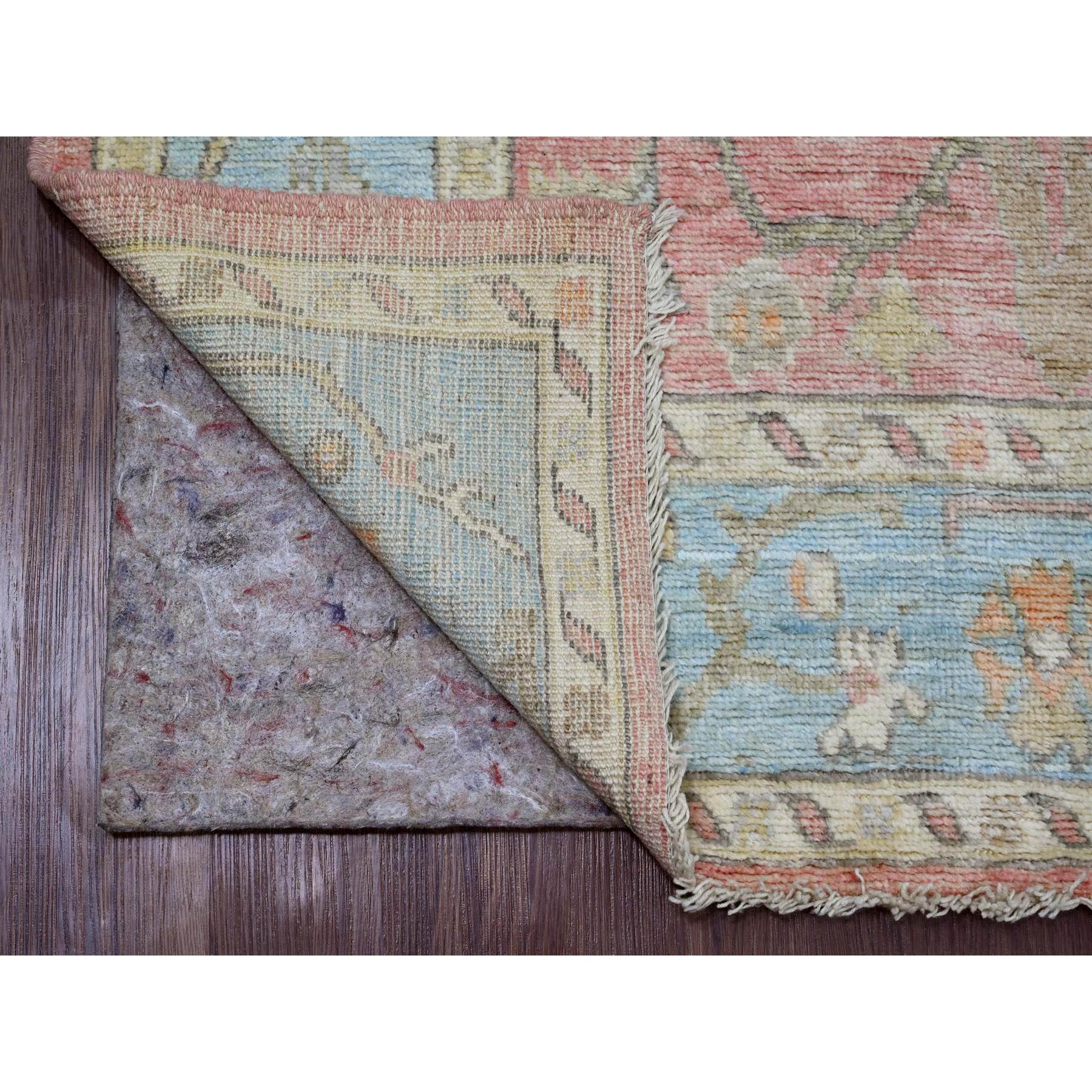 6'x8'10" Rouge Pink, Afghan Angora Oushak with All Over Leaf Design, Hand Knotted, Natural Dyes, 100% Wool, Oriental Rug Sh20411