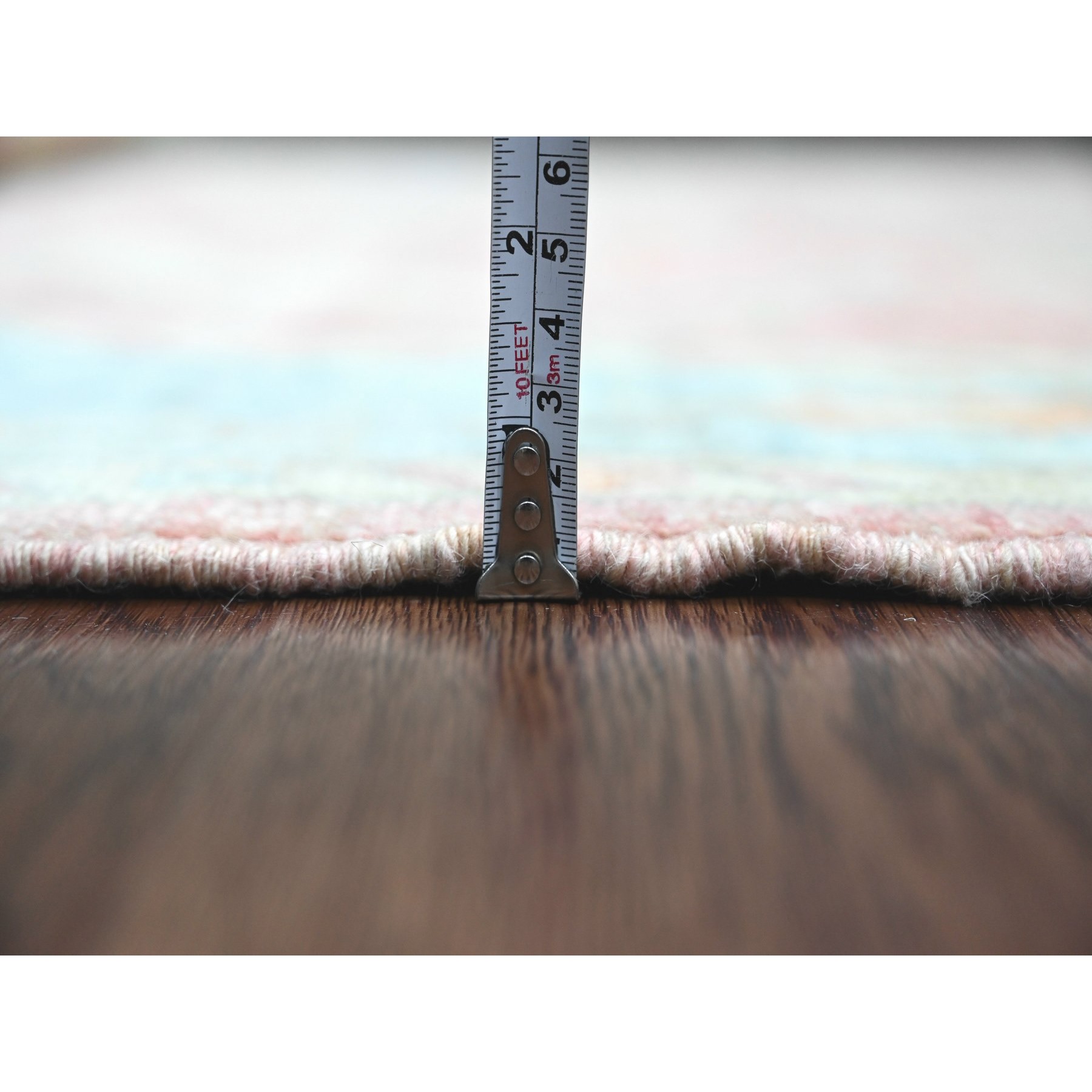 6'x8'10" Rouge Pink, Afghan Angora Oushak with All Over Leaf Design, Hand Knotted, Natural Dyes, 100% Wool, Oriental Rug Sh20411