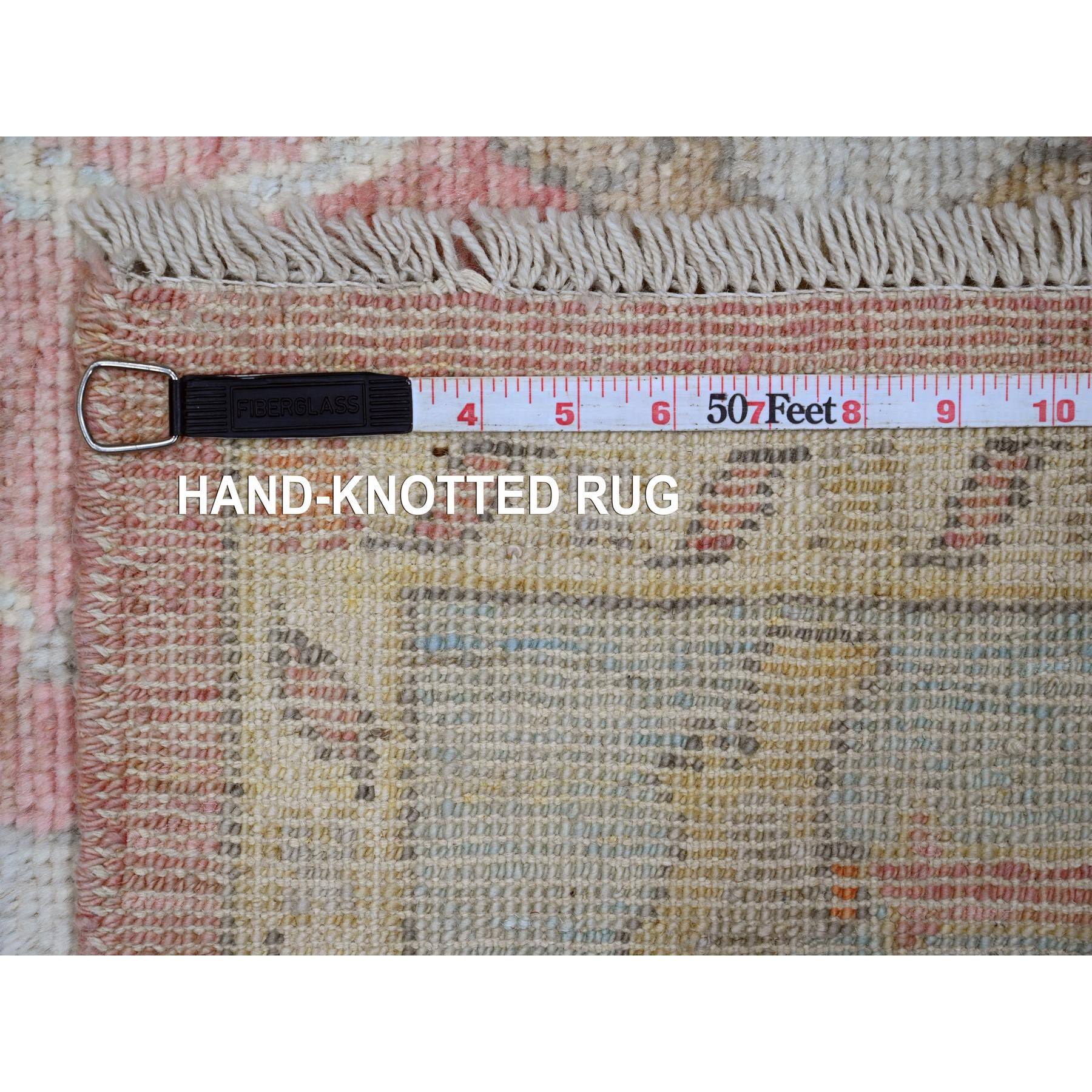6'x8'10" Rouge Pink, Afghan Angora Oushak with All Over Leaf Design, Hand Knotted, Natural Dyes, 100% Wool, Oriental Rug Sh20411