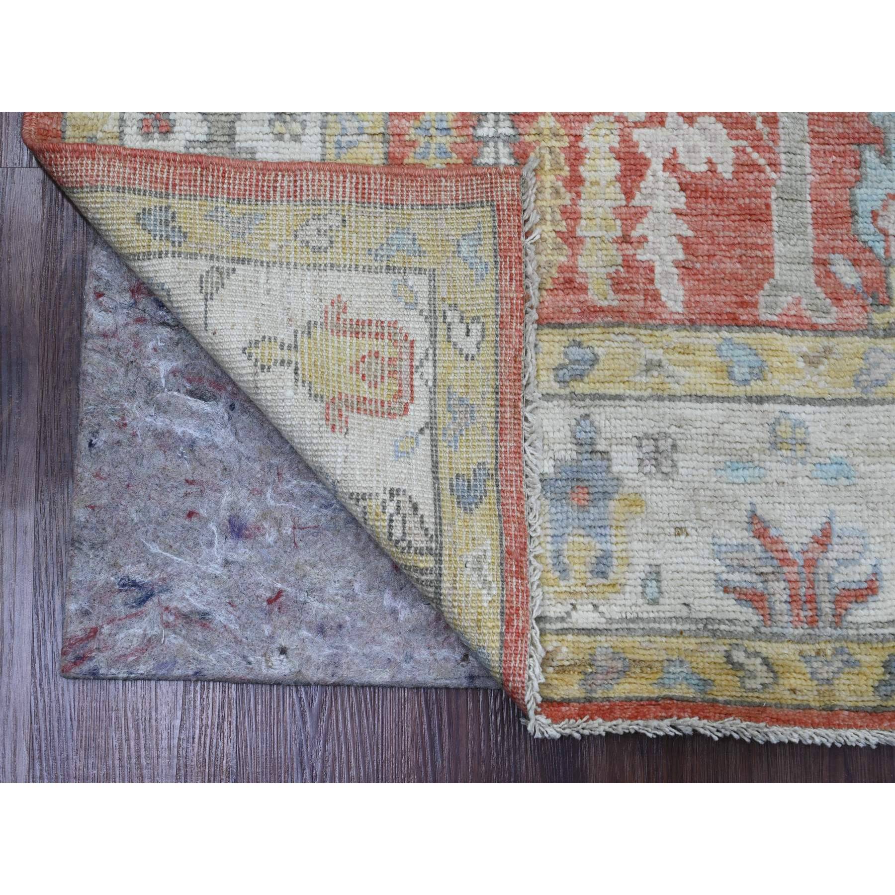 5'x6'10" Prismatic Red, Hand Knotted, Afghan Angora Oushak with Cypress and Willow Tree Design, Vegetable Dyes, 100% Wool, Oriental Rug Sh20413