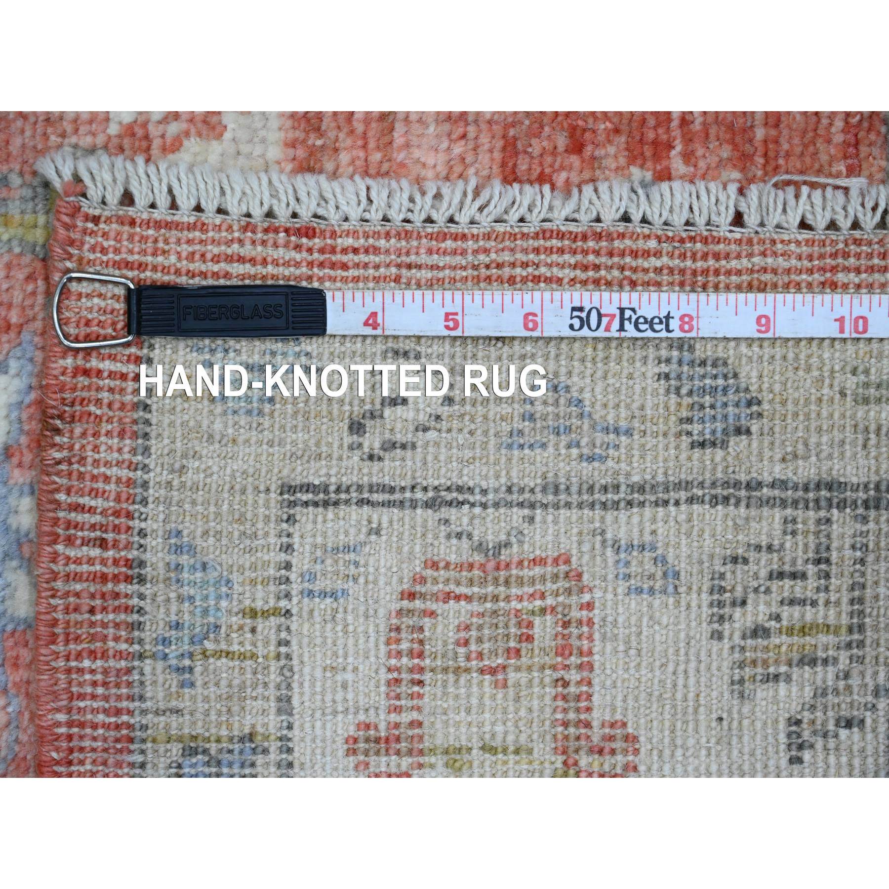 5'x6'10" Prismatic Red, Hand Knotted, Afghan Angora Oushak with Cypress and Willow Tree Design, Vegetable Dyes, 100% Wool, Oriental Rug Sh20413