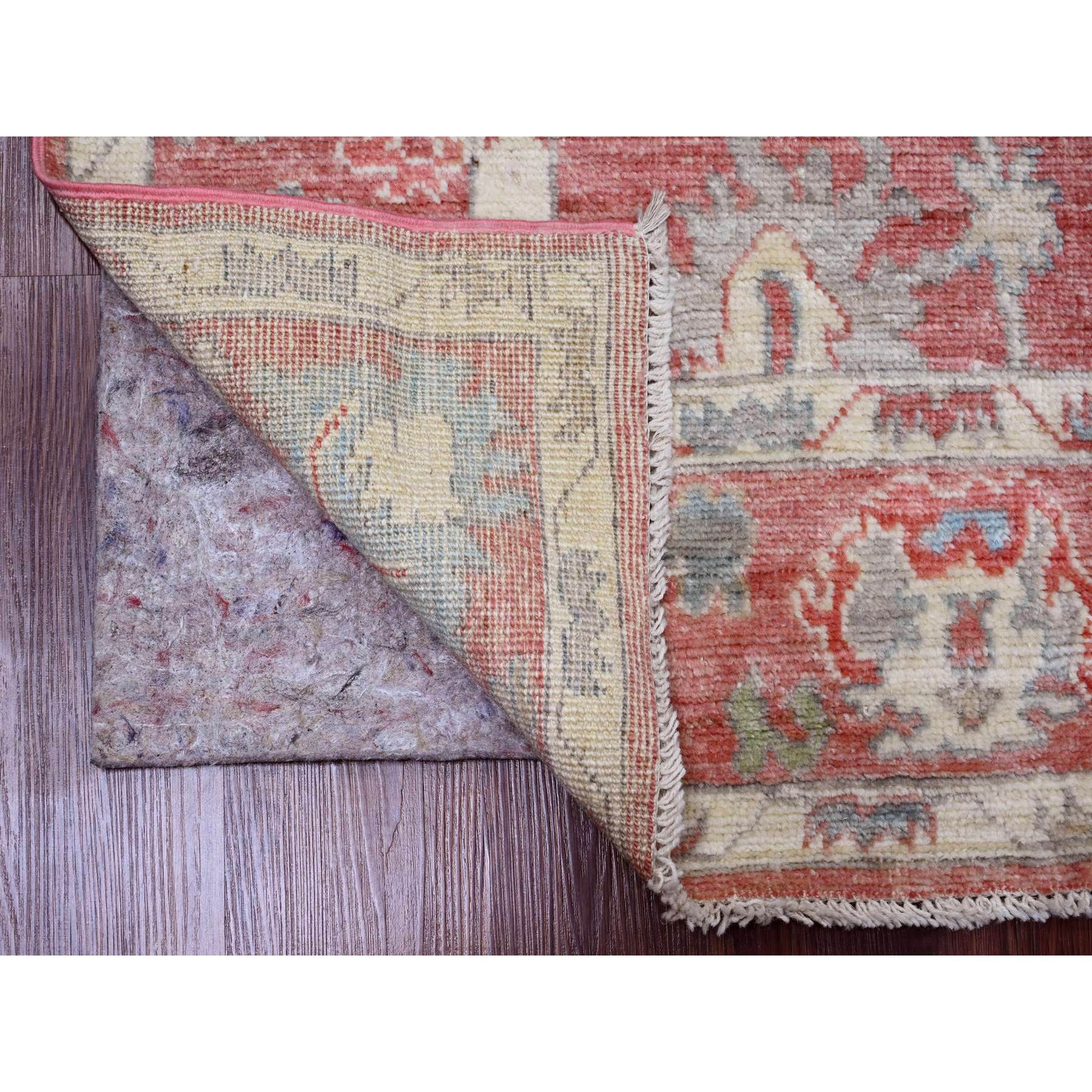 5'x6'10" Blush Red, Afghan Angora Oushak with All Over Leaf Design, Hand Knotted, Veggie Dyes, 100% Wool, Oriental Rug Sh20414