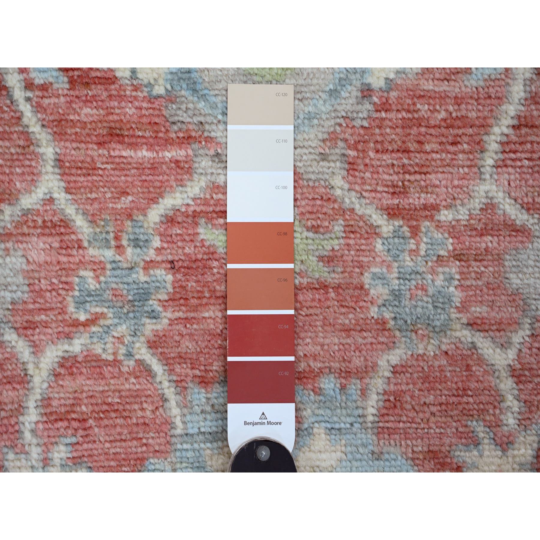 5'x6'10" Blush Red, Afghan Angora Oushak with All Over Leaf Design, Hand Knotted, Veggie Dyes, 100% Wool, Oriental Rug Sh20414
