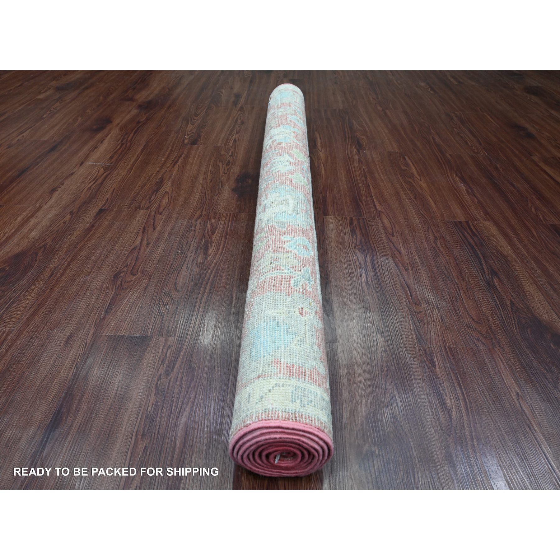 5'x6'10" Blush Red, Afghan Angora Oushak with All Over Leaf Design, Hand Knotted, Veggie Dyes, 100% Wool, Oriental Rug Sh20414