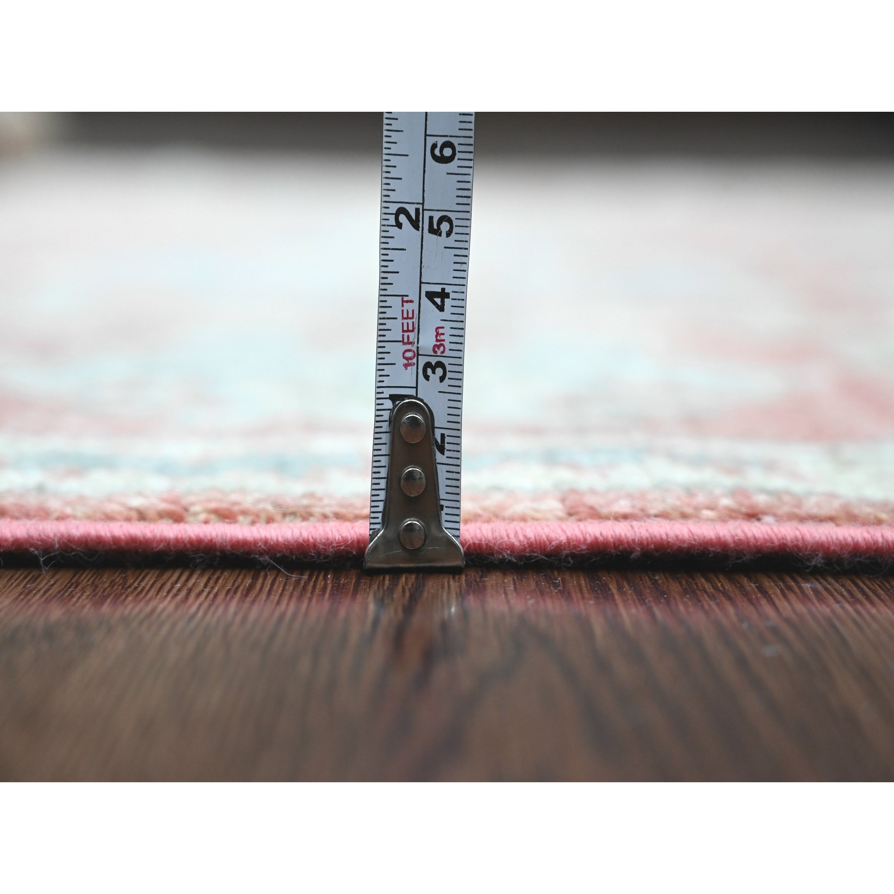 5'x6'10" Blush Red, Afghan Angora Oushak with All Over Leaf Design, Hand Knotted, Veggie Dyes, 100% Wool, Oriental Rug Sh20414
