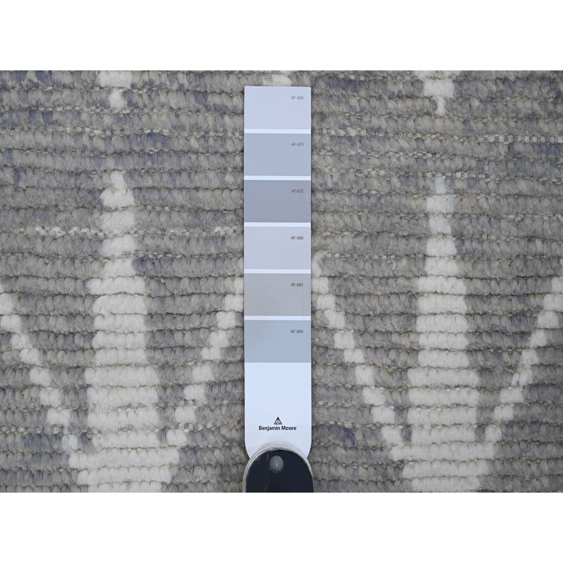 9'1"x12'4" Spanish Gray, Moroccan Weave with Geometric Repetitive Pattern, Hand Knotted, Tone on Tone, Soft Wool, Textured Pile, Oriental Rug Sh20419