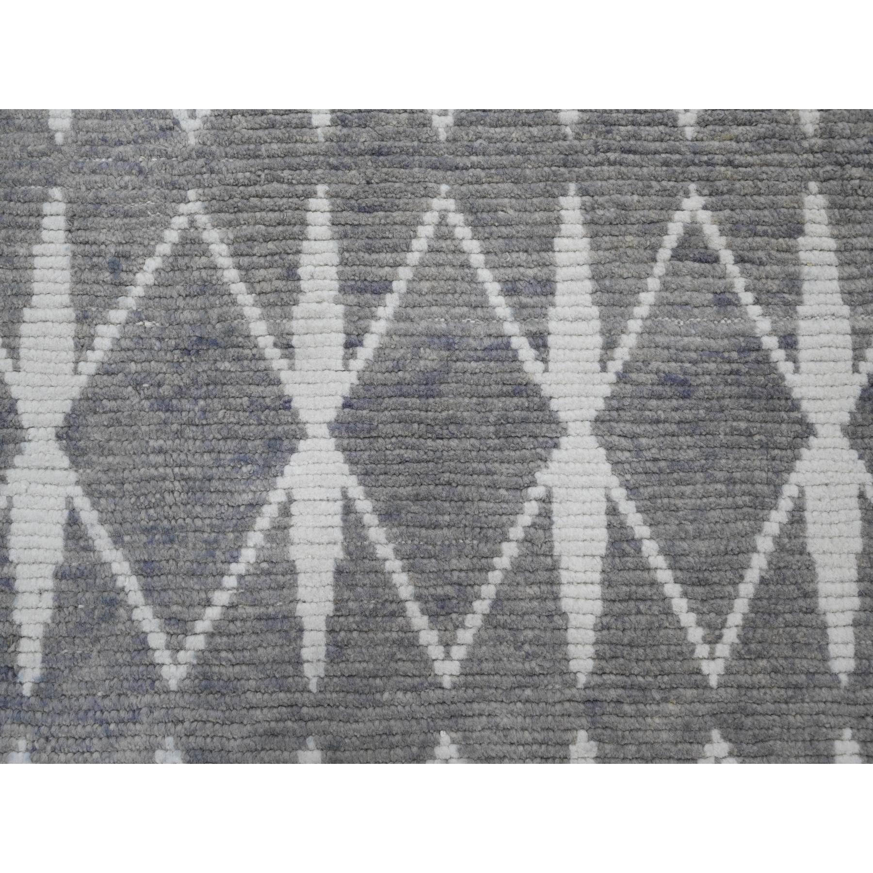9'1"x12'4" Spanish Gray, Moroccan Weave with Geometric Repetitive Pattern, Hand Knotted, Tone on Tone, Soft Wool, Textured Pile, Oriental Rug Sh20419