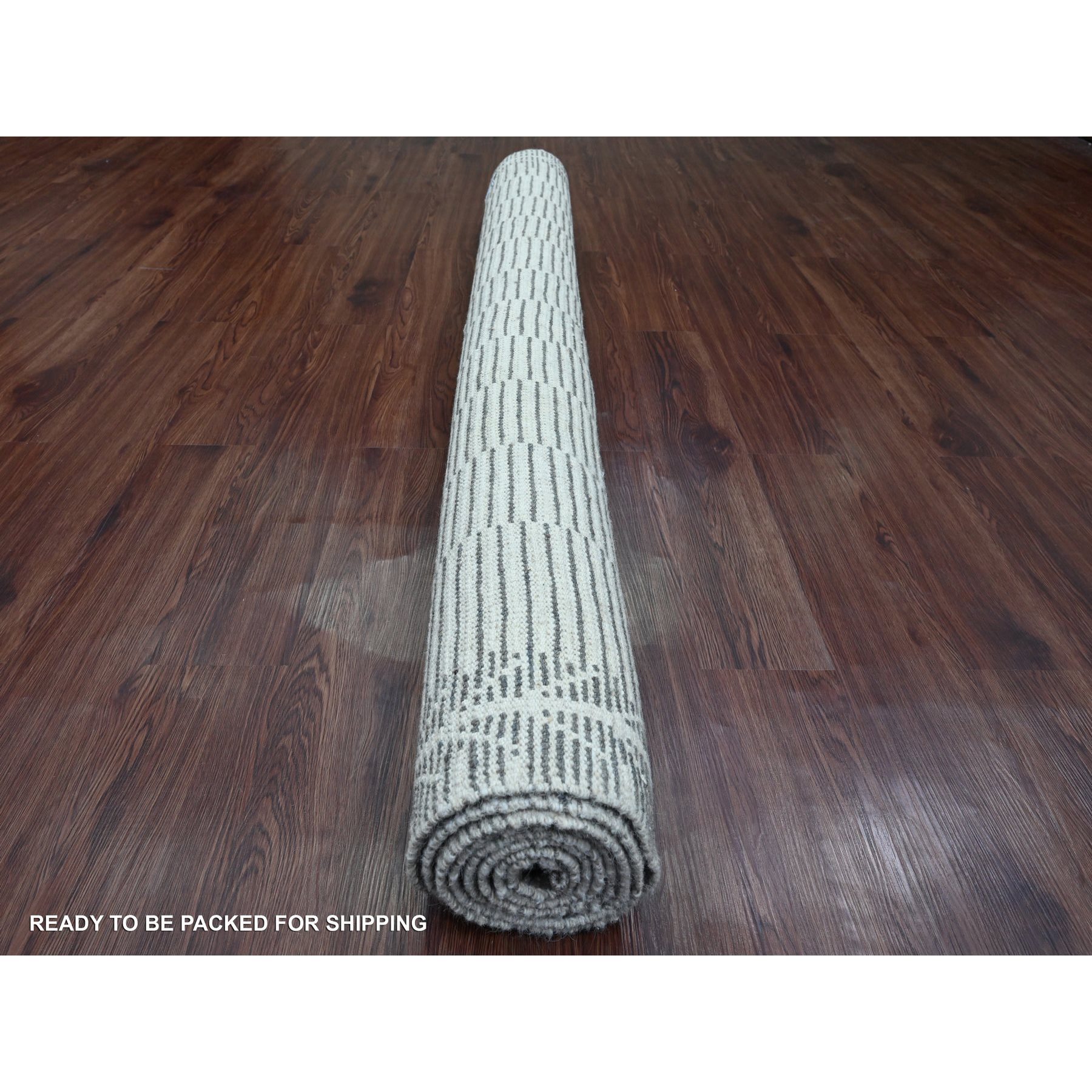 6'1"x9'4" Sonic Gray, Moroccan Weave with Intricate Dark and Light Motif, Hand Knotted, Textured Pile, Soft Wool, Tone on Tone, Oriental Rug Sh20422
