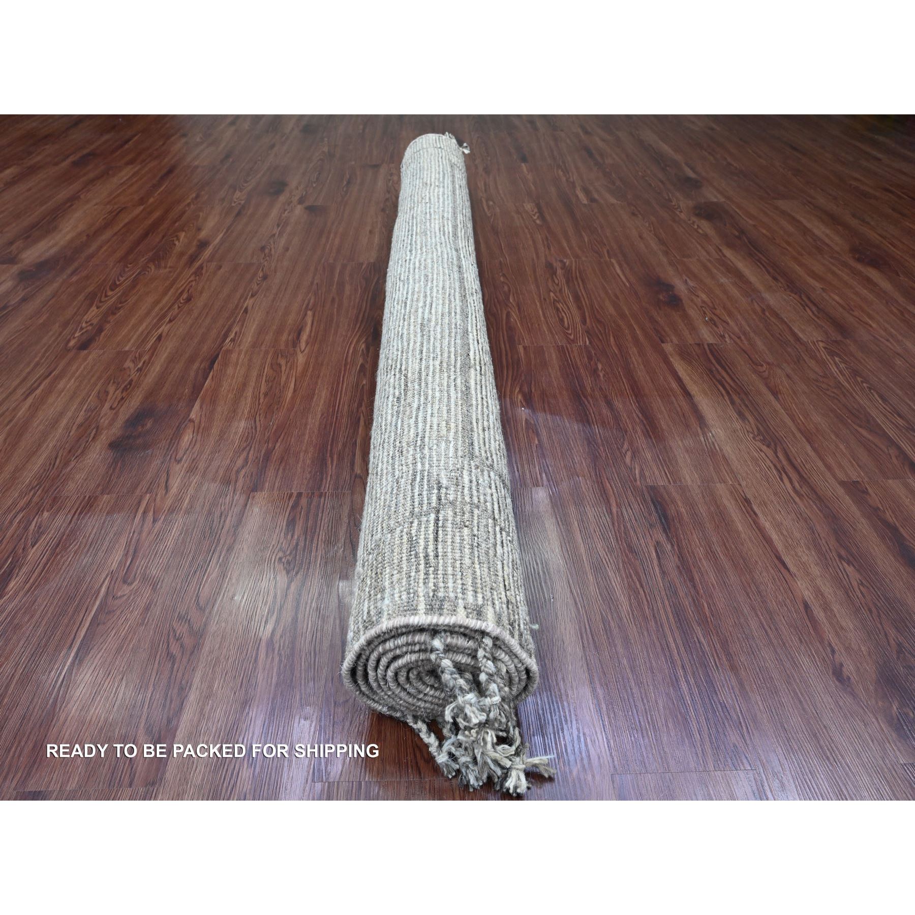 6'2"x9' Spanish Gray, Moroccan Weave with Compartment Design, Natural Colors, Hand Knotted, Soft Wool, Tone on Tone, Textured Pile, Oriental Rug Sh20423