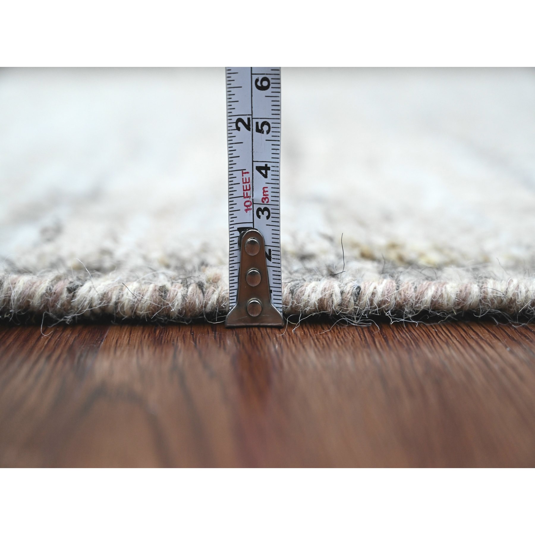 6'2"x9' Spanish Gray, Moroccan Weave with Compartment Design, Natural Colors, Hand Knotted, Soft Wool, Tone on Tone, Textured Pile, Oriental Rug Sh20423