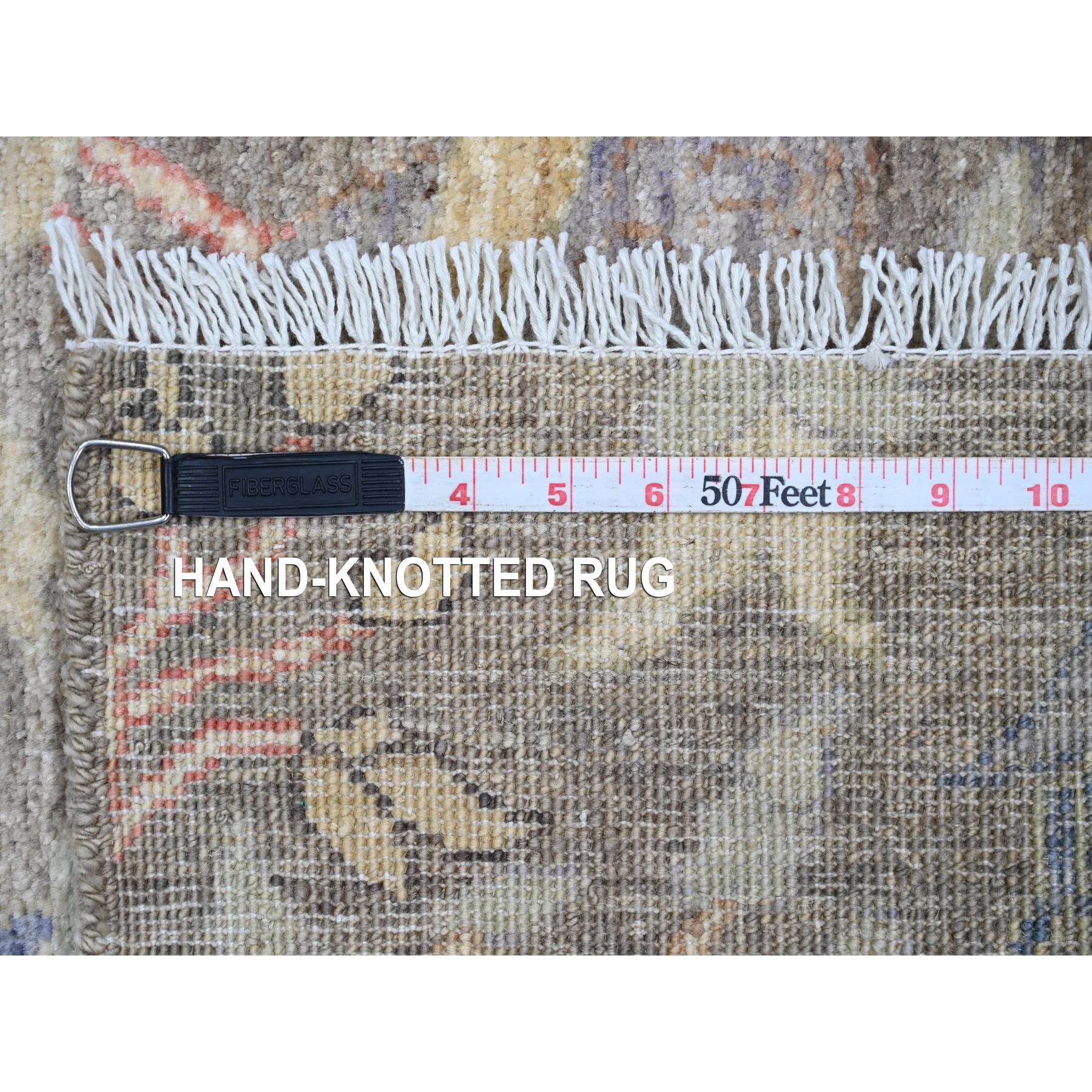 2'8"x11'9" Coffee Brown, Soft Wool, Afghan Peshawar with Birds of Paradise Design, Hand Knotted, Natural Dyes, Runner, Oriental Rug Sh20424