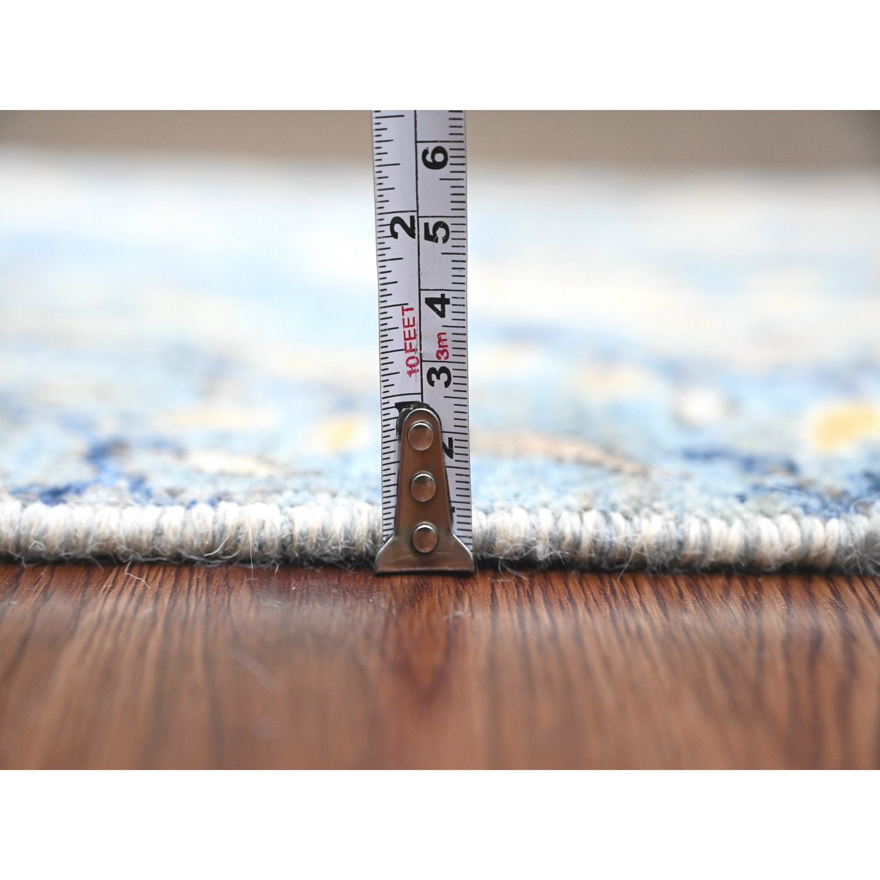 2'x6'1" Carolina Blue, Afghan Peshawar with Birds of Paradise Design, Hand Knotted, Vegetable Dyes, Soft Wool, Narrow Runner, Oriental Rug Sh20437